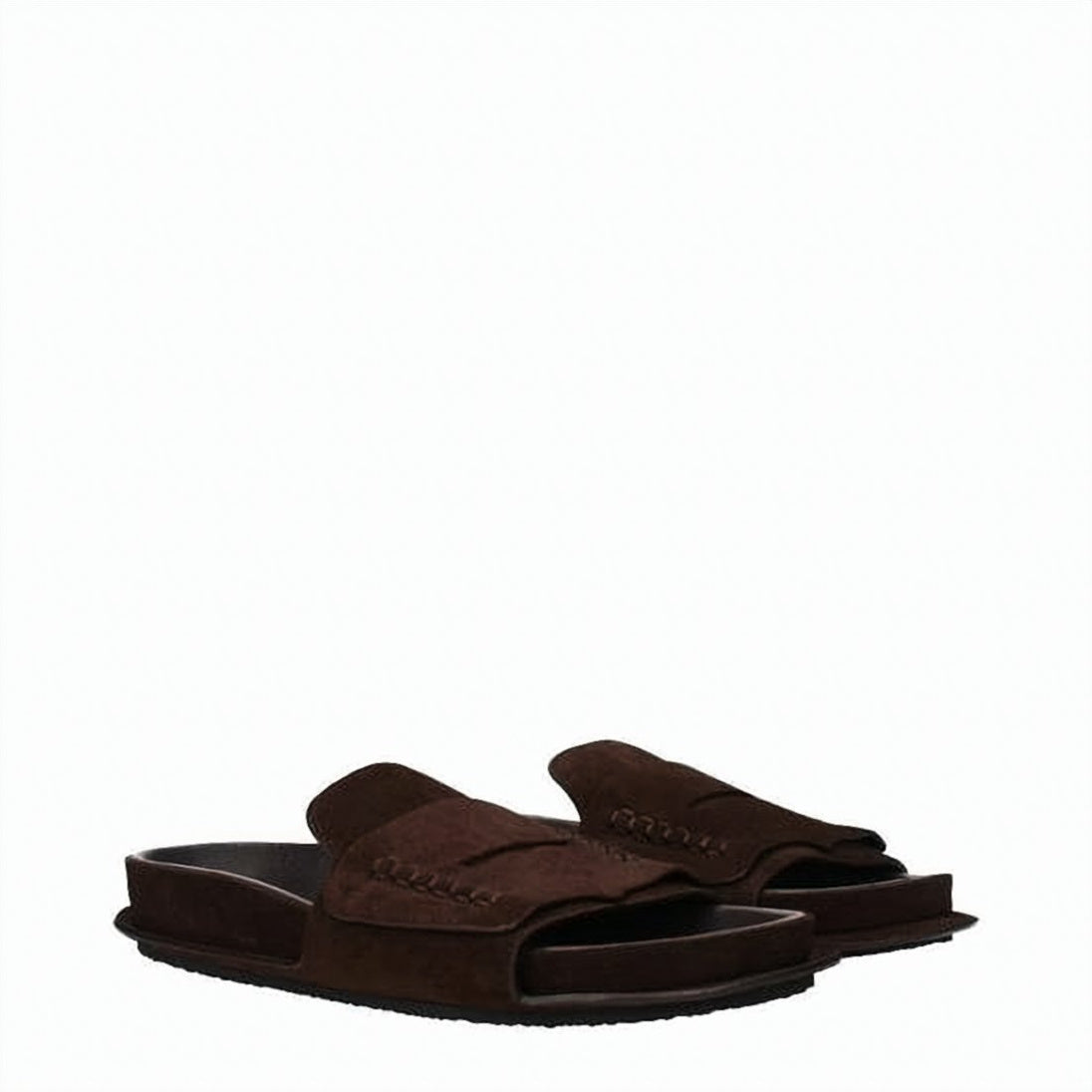 Dark Brown Calf Leather Contoured Mules