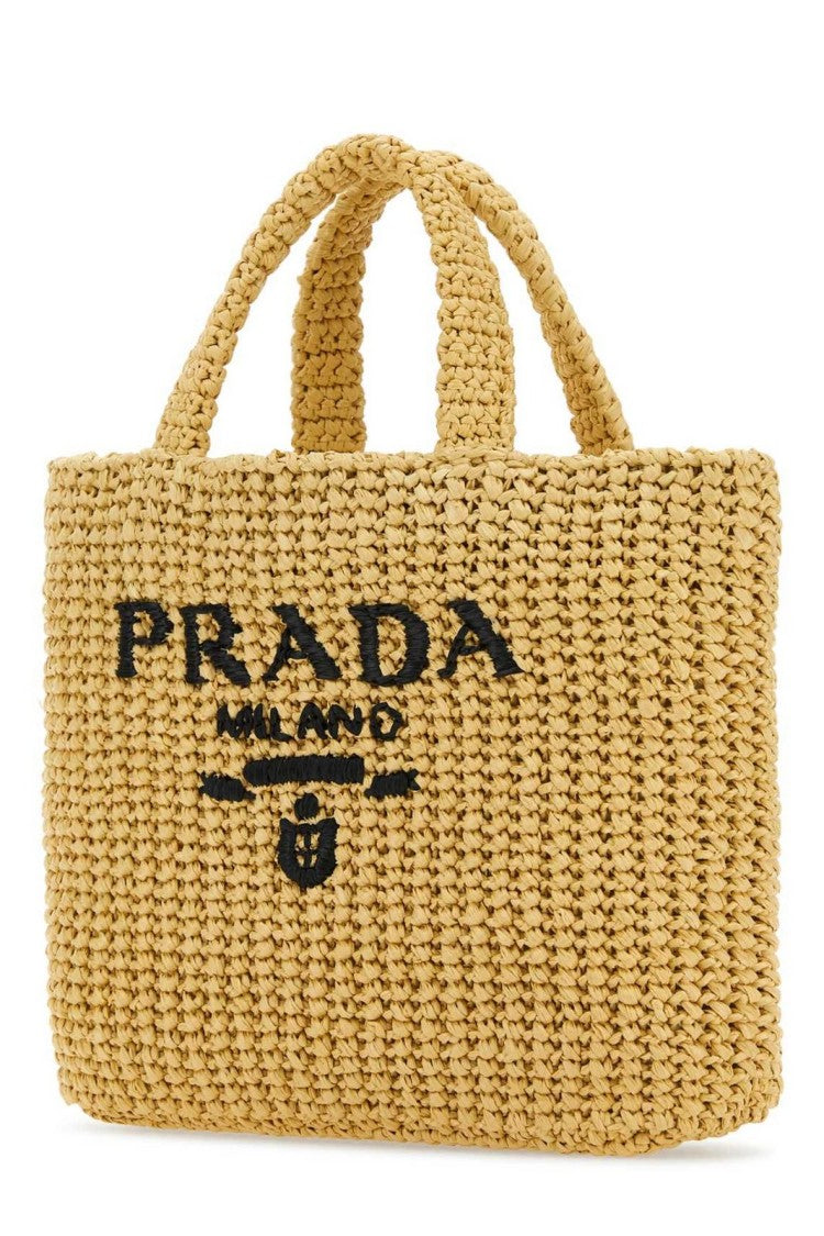 Textured Viscose Rayon Tote Bag With Embroidered Detailing