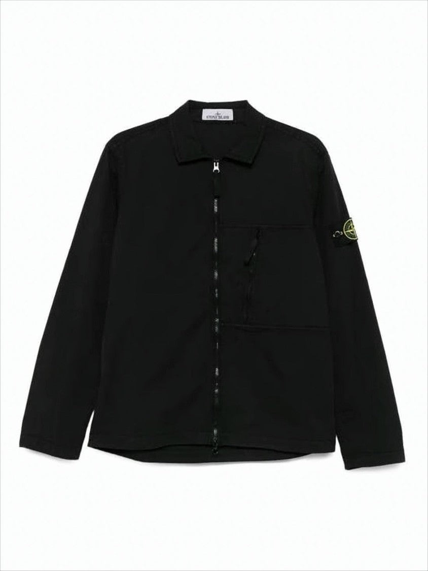 Black Zip-Up Jacket with Classic Collar