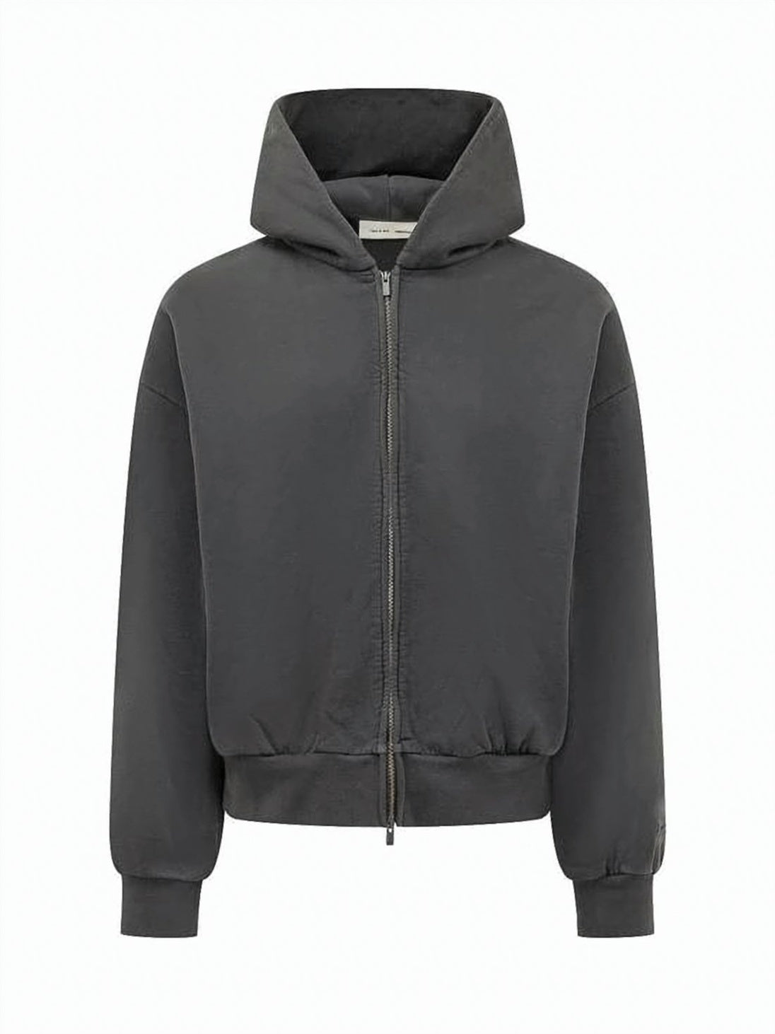 Cropped Boxy Hooded Sweatshirt with Embossed Logo