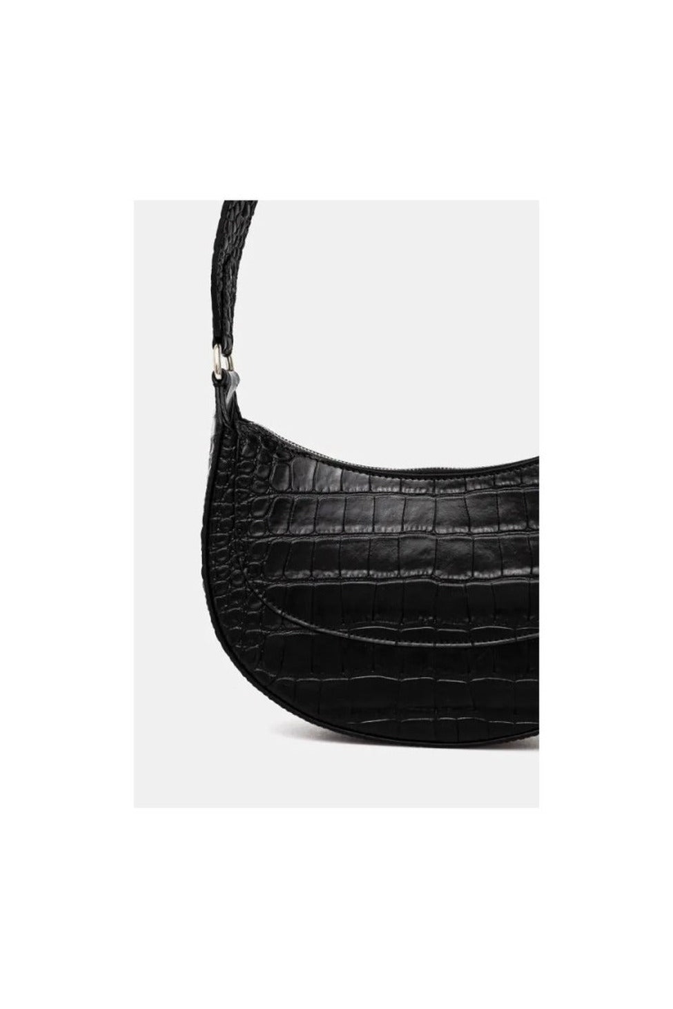 Textured Crocodile Pattern Handbag With Logo Detail