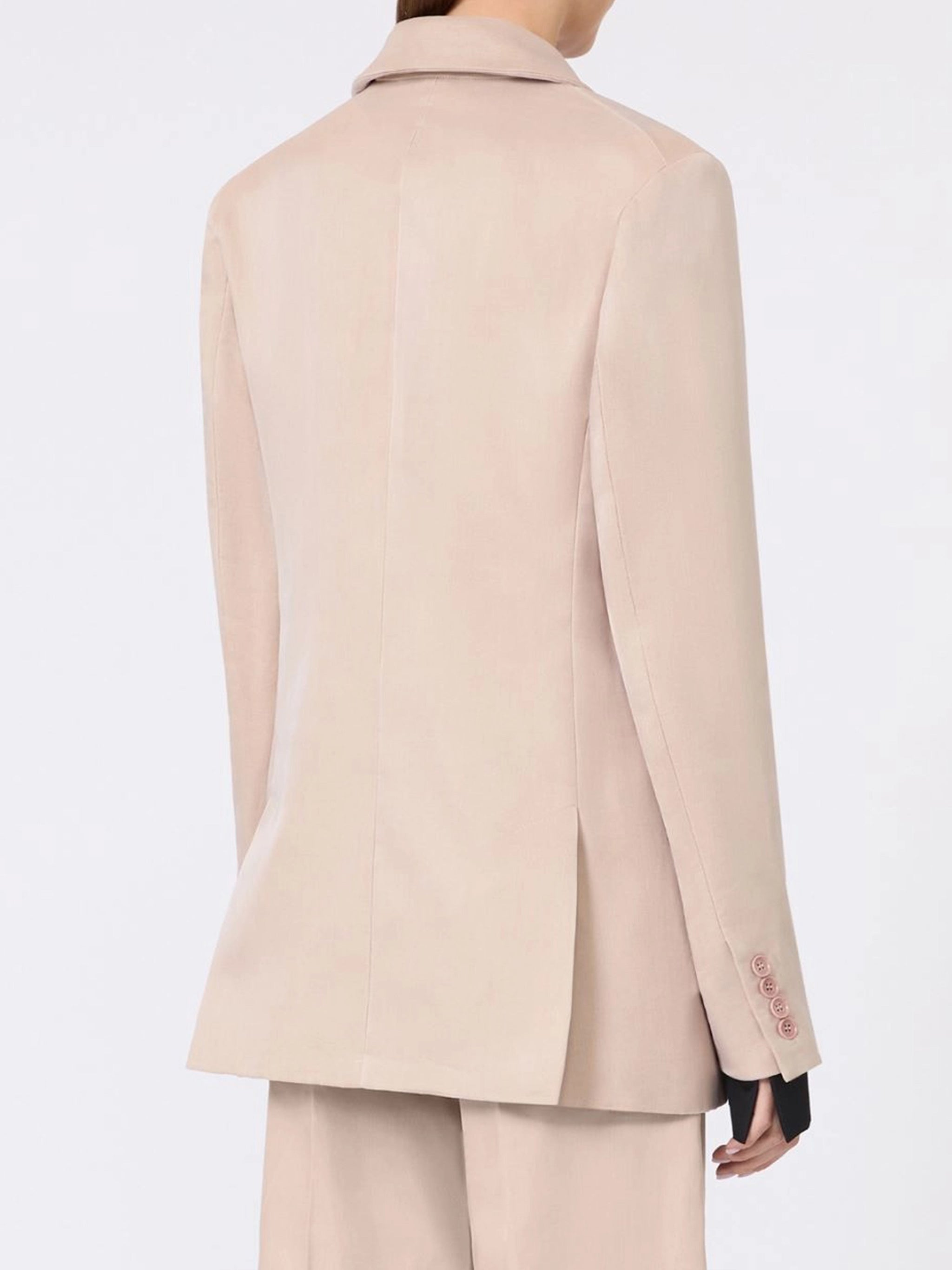 Beige Mxsfeltro Double-Breasted Wool Blazer