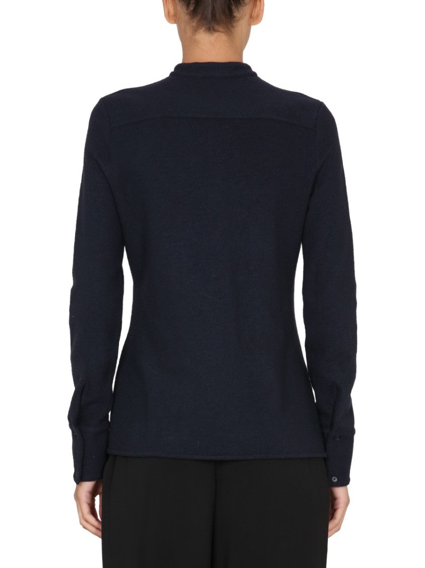 Tailored Long-Sleeved Shirt With Mandarin Collar