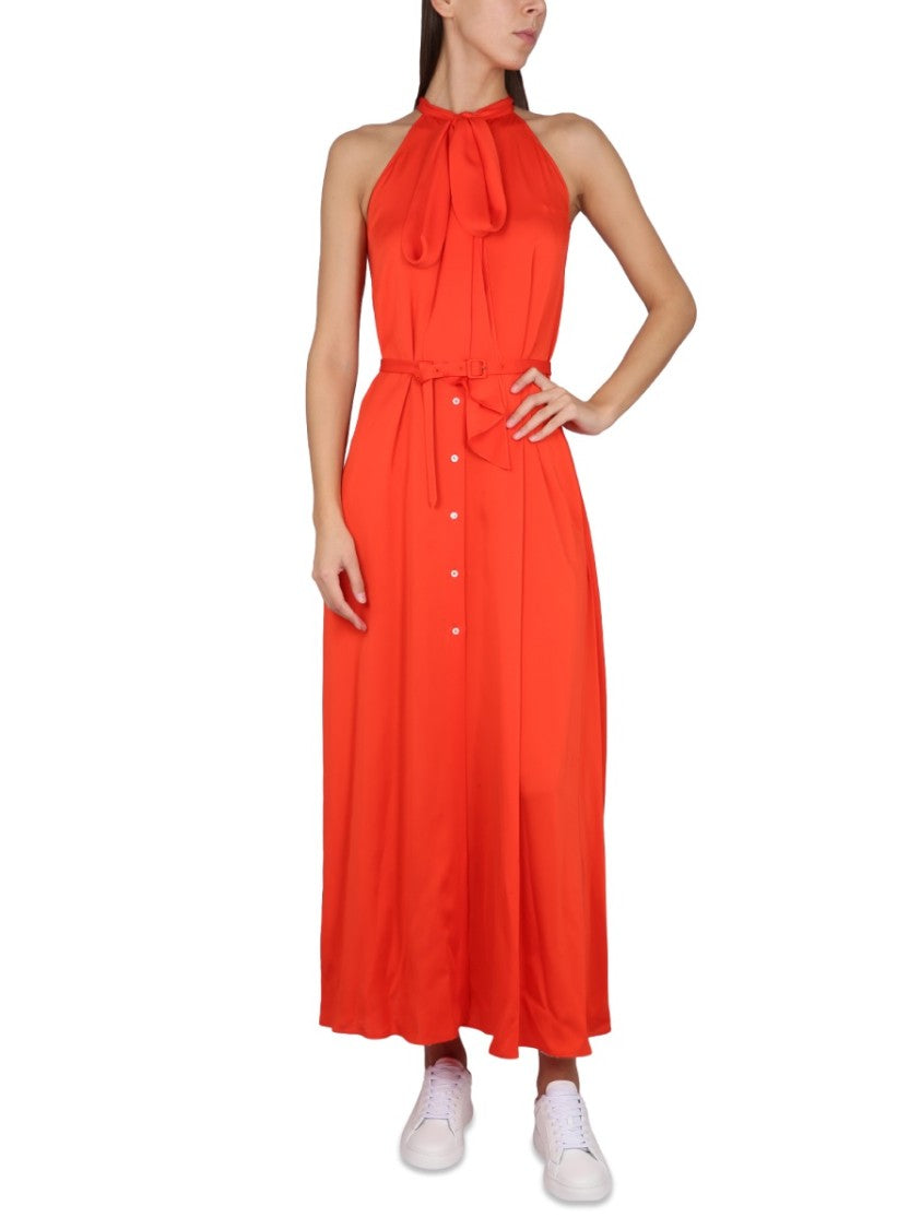 Maxi Dress With Halter Neck And Bow Detail