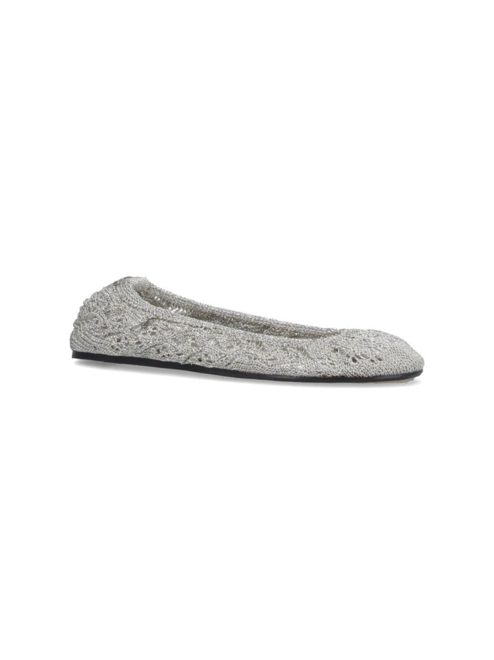 "Belna" Crochet Ballet Flats – Silver