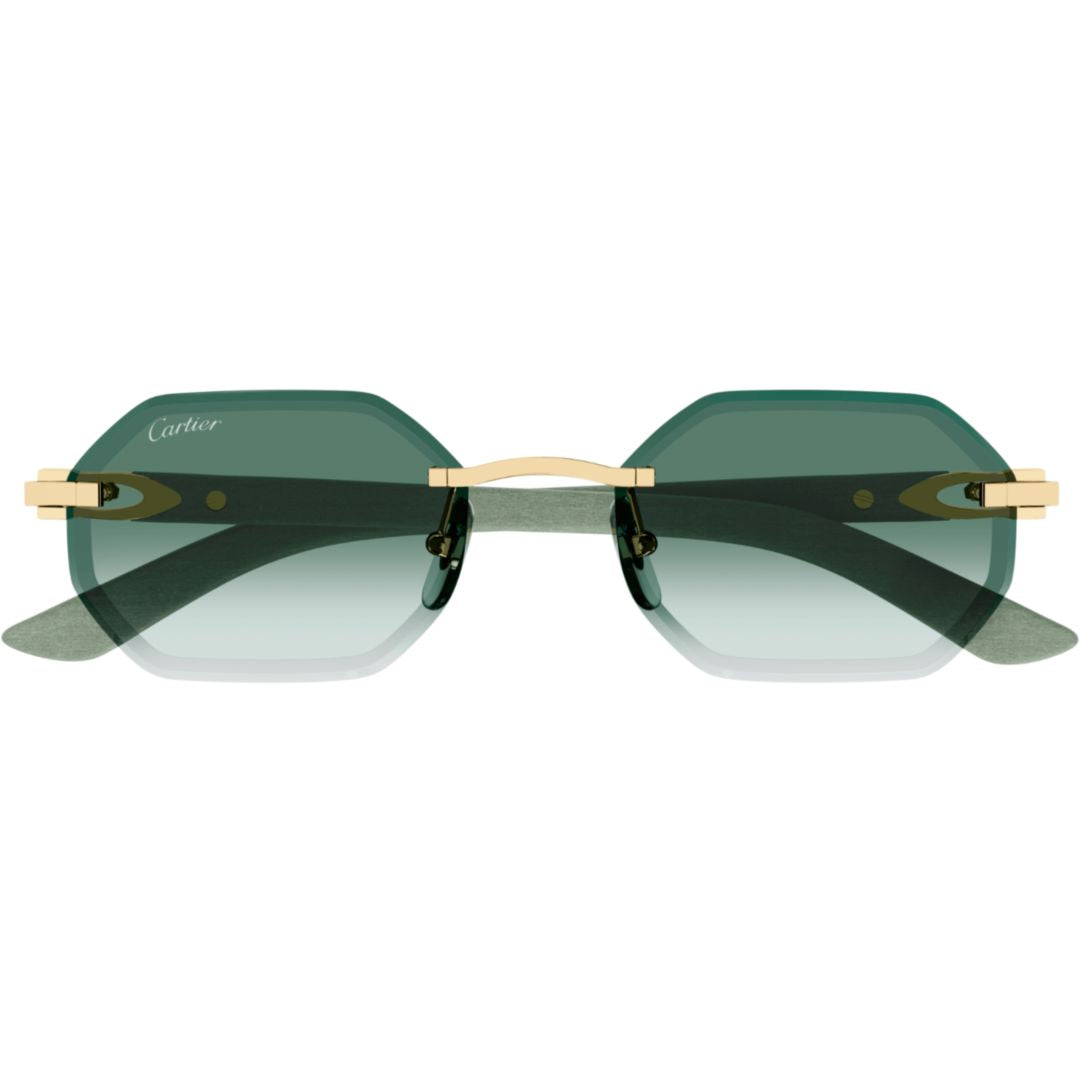 Gradient Tint Rimless Sunglasses With Gold Accents