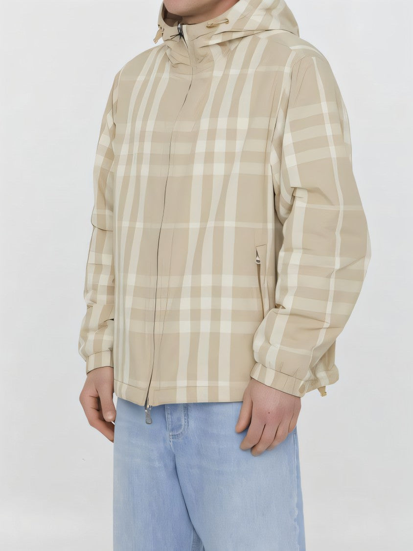 Hooded Casual Jacket with Subtle Plaid and Zip Closure