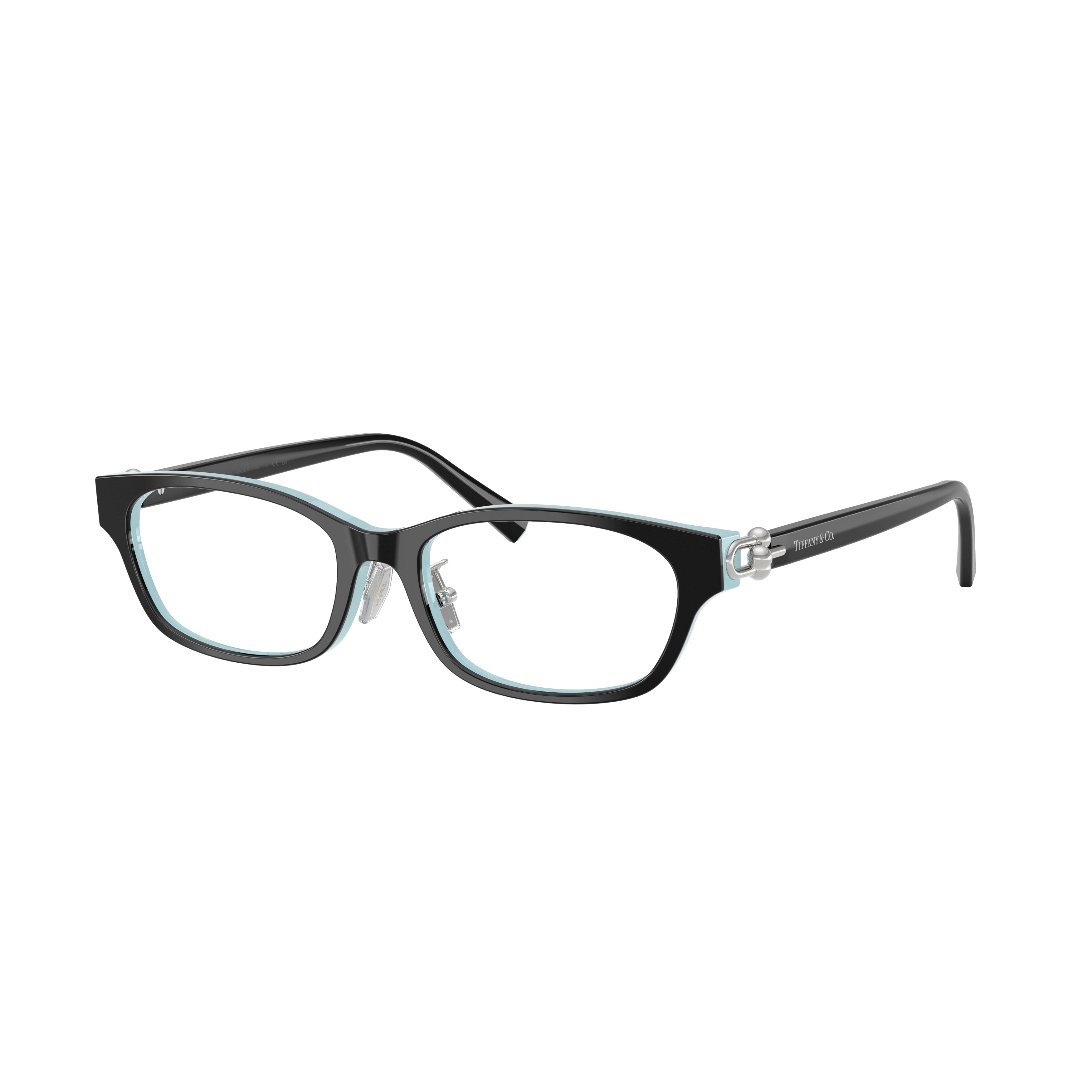 Rectangular Eyeglasses with Light Blue Detailing