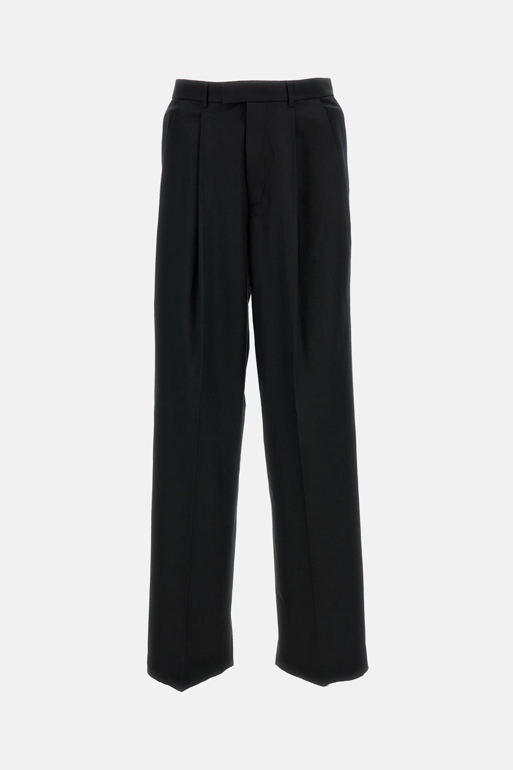 Double Pleat Tailored Trousers with Pressed Creases