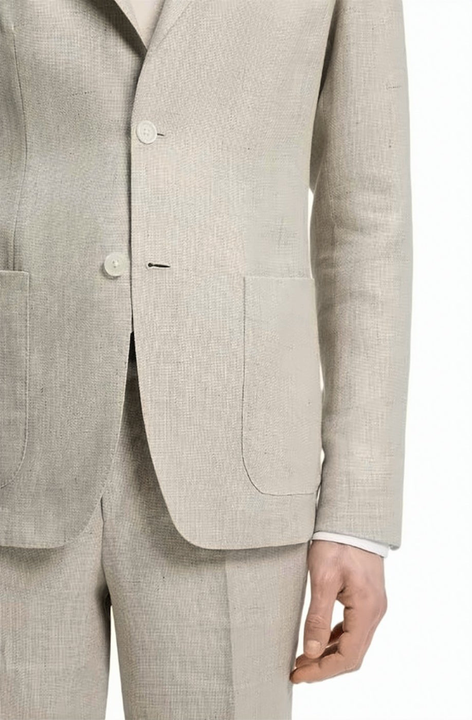 Beige 2 Button Chest Pocket Jacket