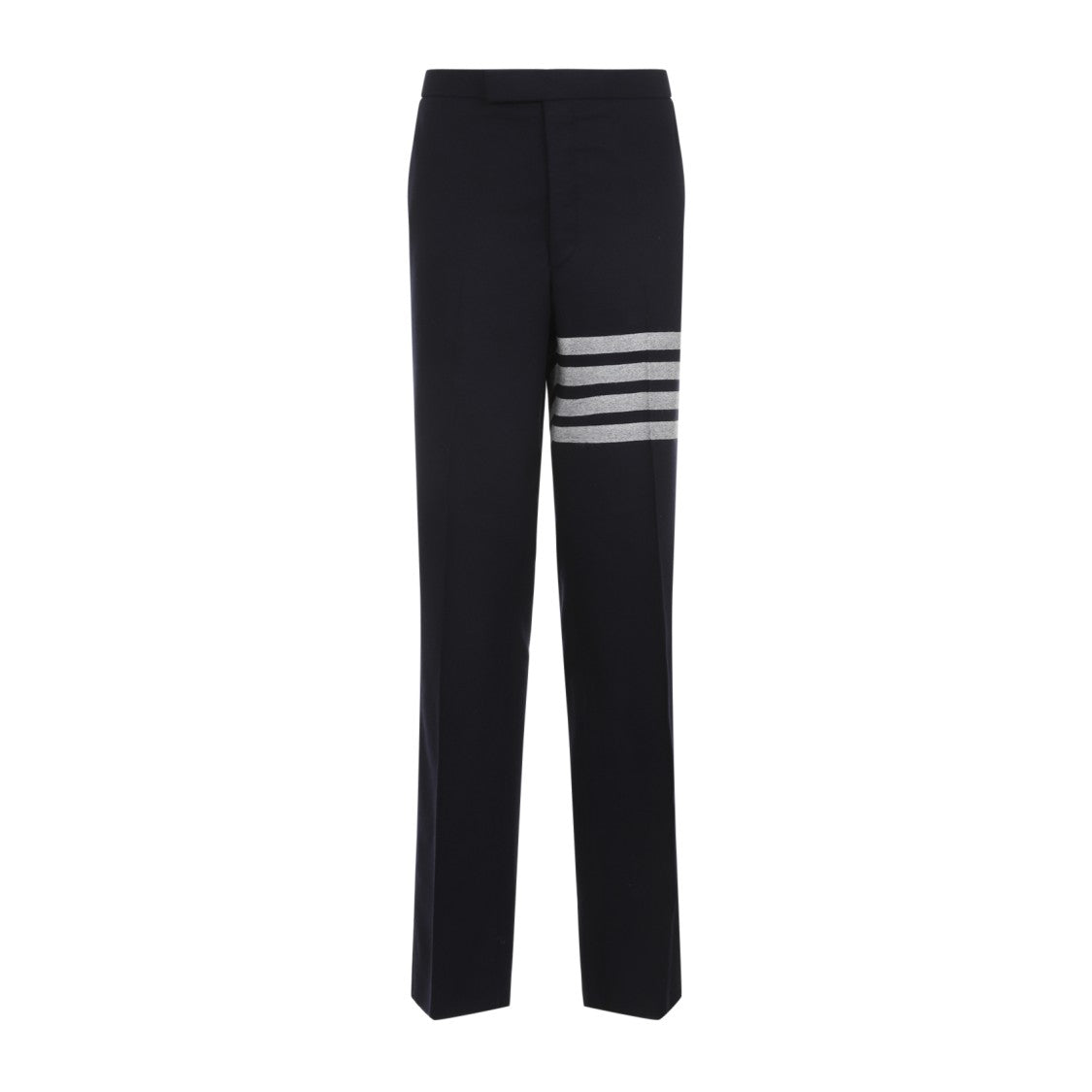 Low Rise Drop Crotch Backstrap Navy Blue Wool Trousers