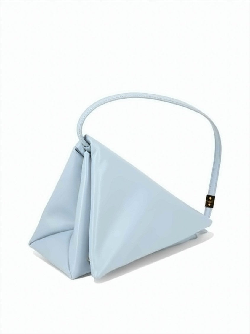 Triangular Silhouette Calfskin Leather Shoulder Bag