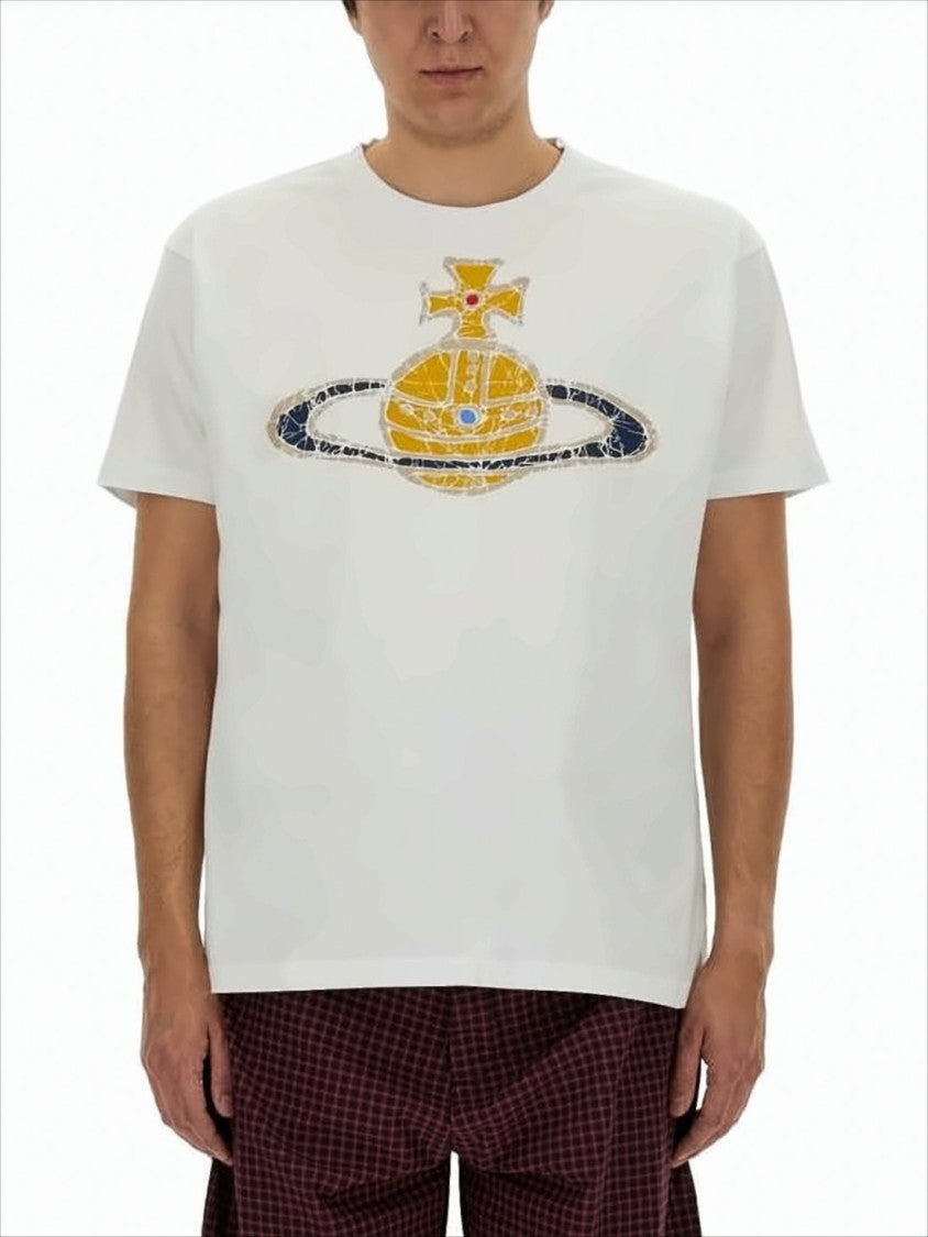 Graphic Print Short-Sleeved T-Shirt with Orb Design