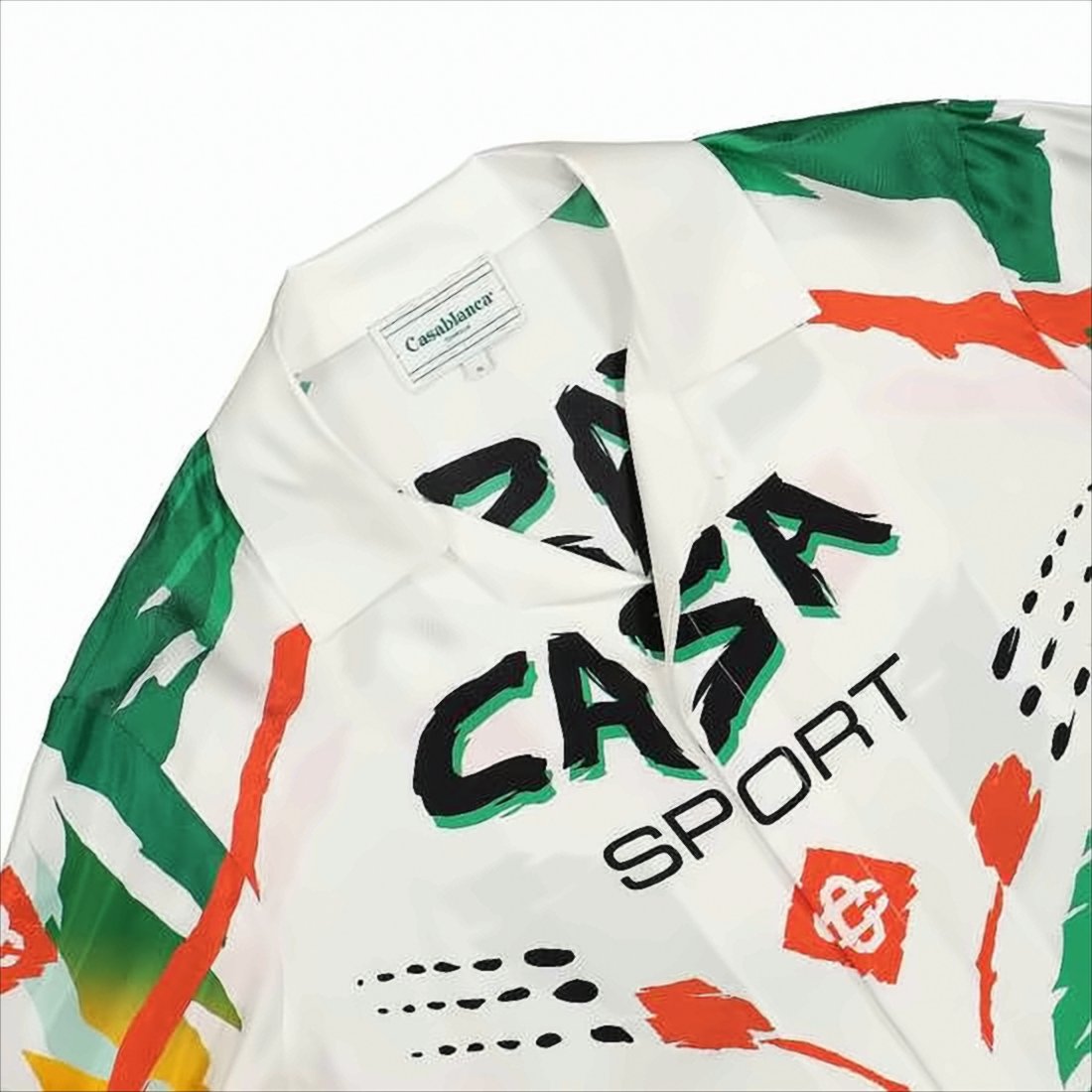 Long-Sleeve Silk Shirt with Abstract Print