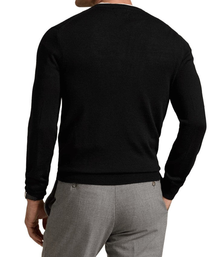 Crew Neck Black Wool Sweater