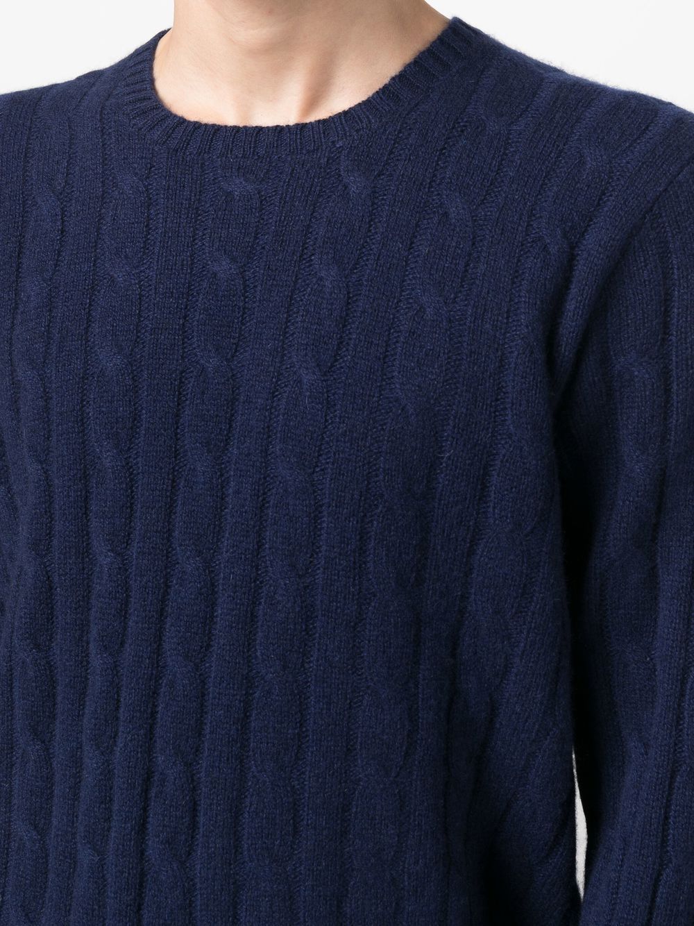 Navy Blue Cable-Knit Cashmere Sweater