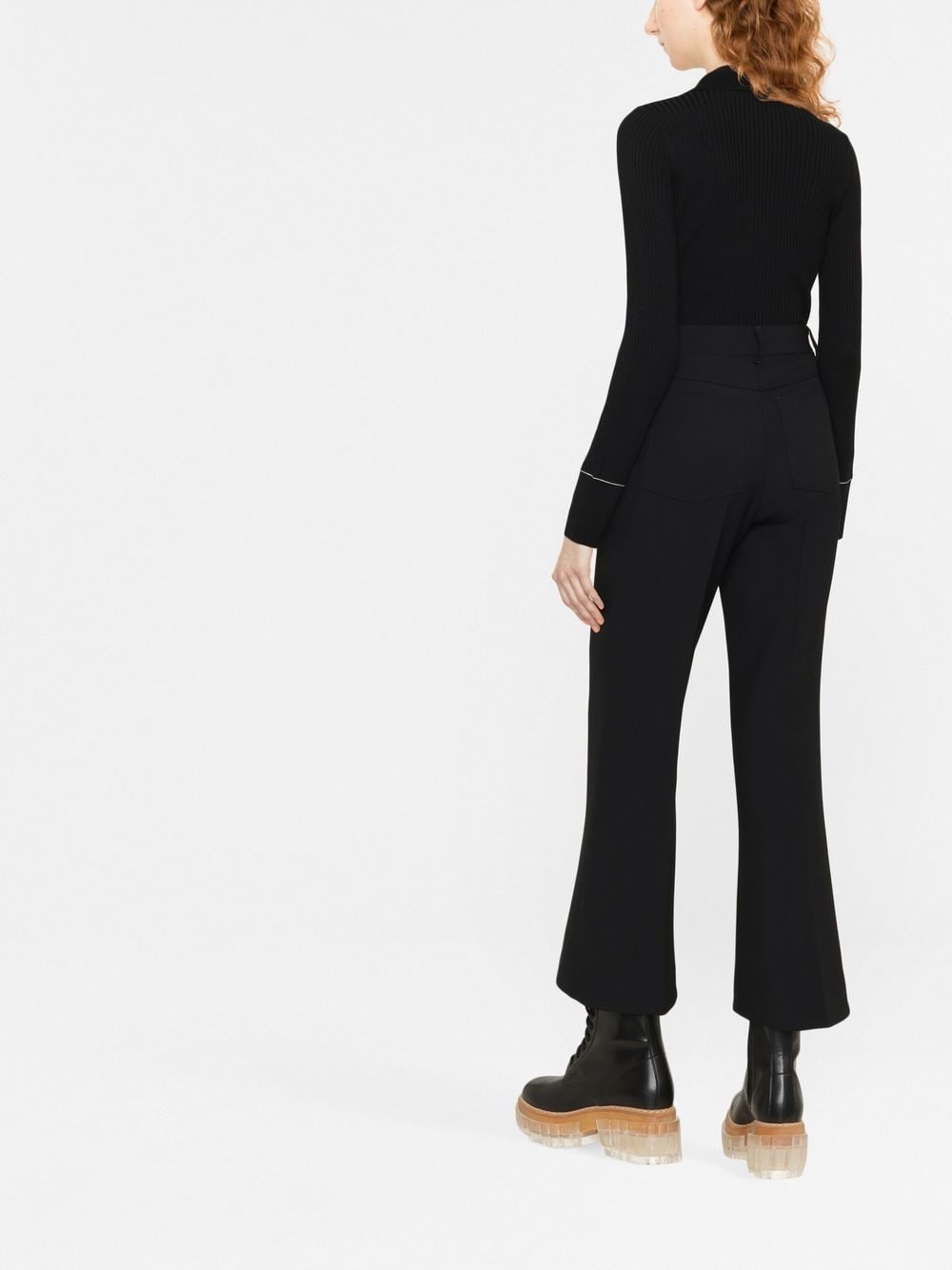 Black Trousers Tailored Wide-Leg Fabric Pants