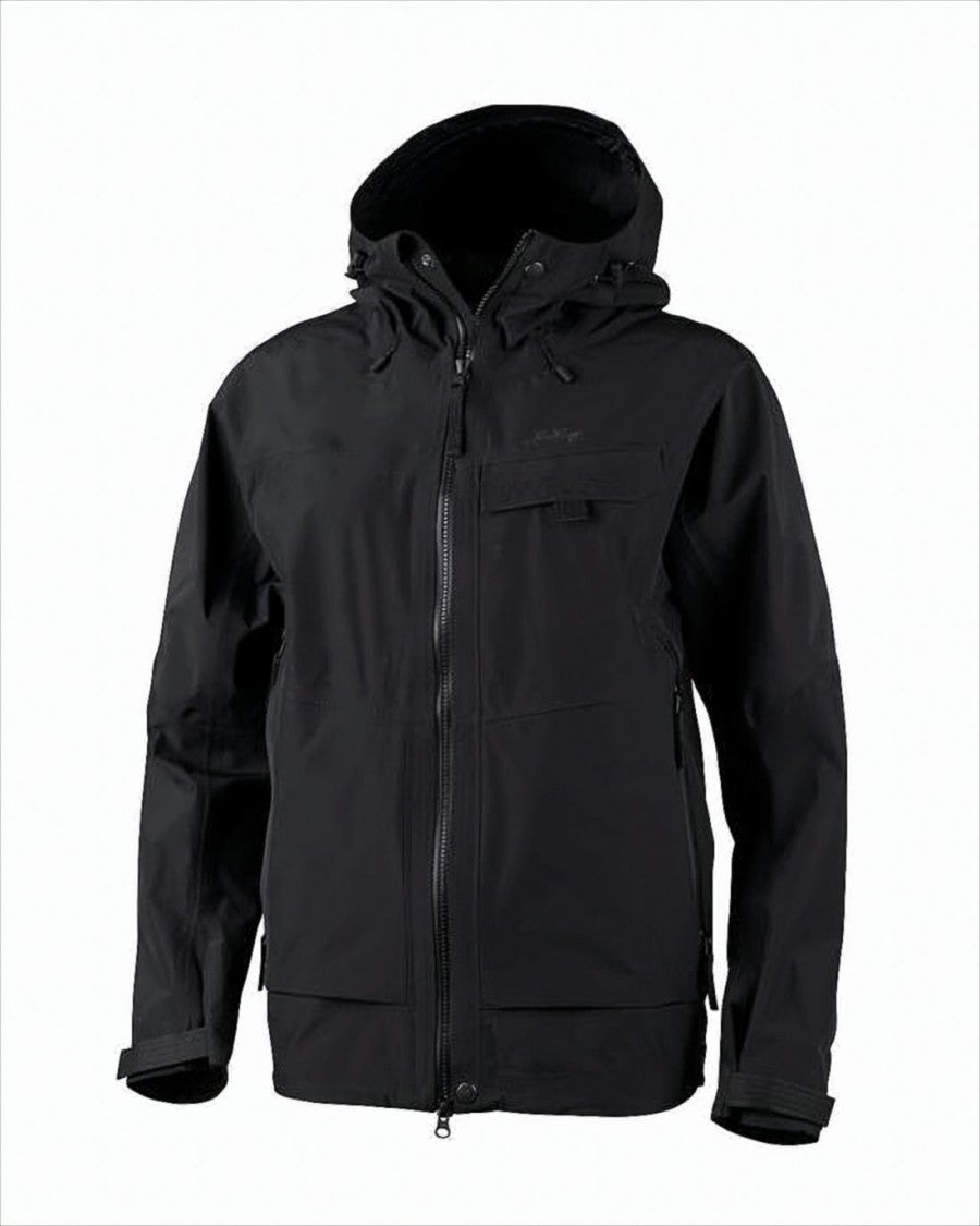 Black Hooded Jacket with Adjustable Cuffs