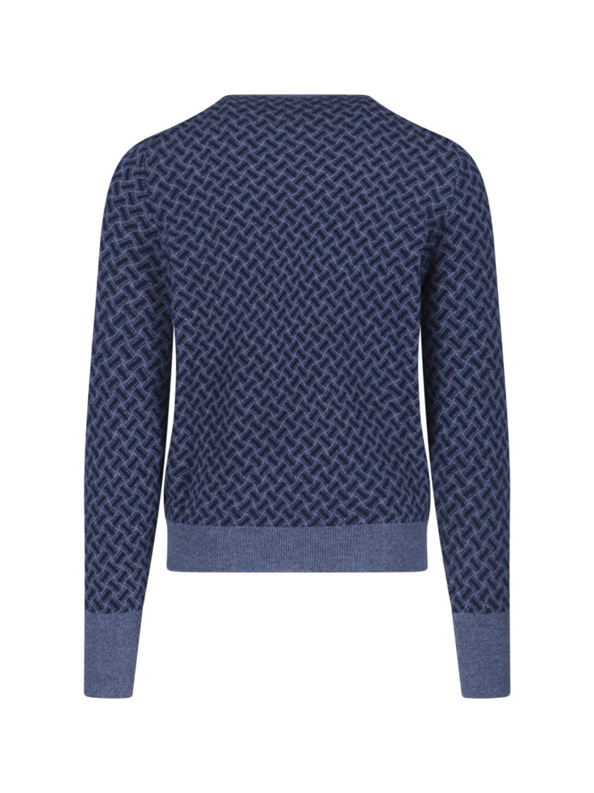 Cashmere Sweater, Blue, Crew Neck, Long Sleeves