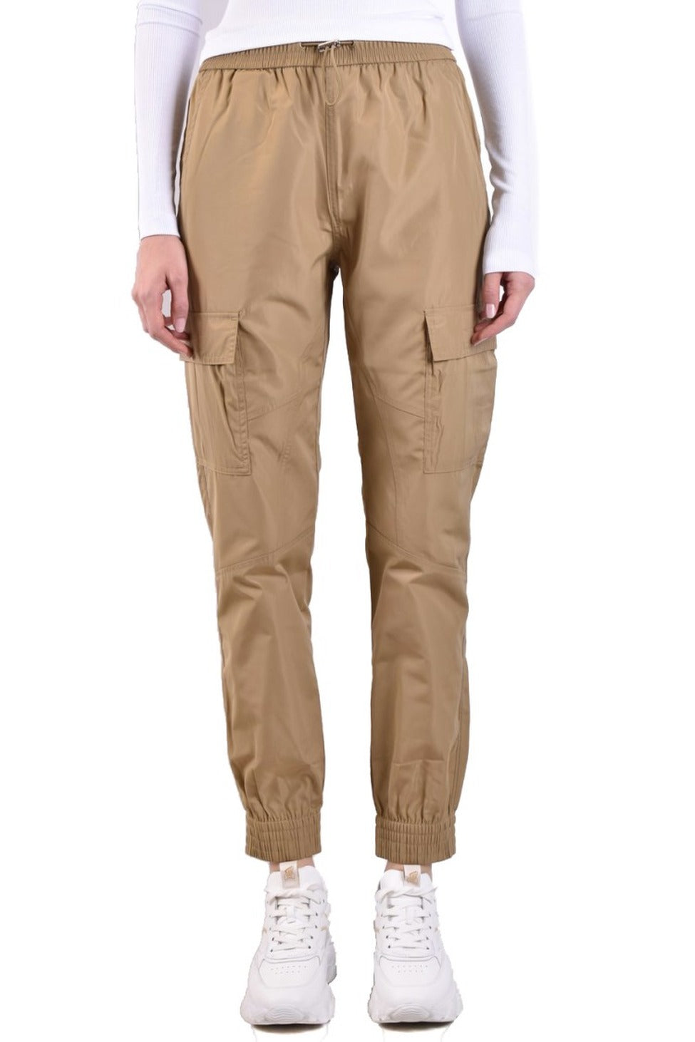 Cargo Trousers With Elastic Waistband And Functional Pockets