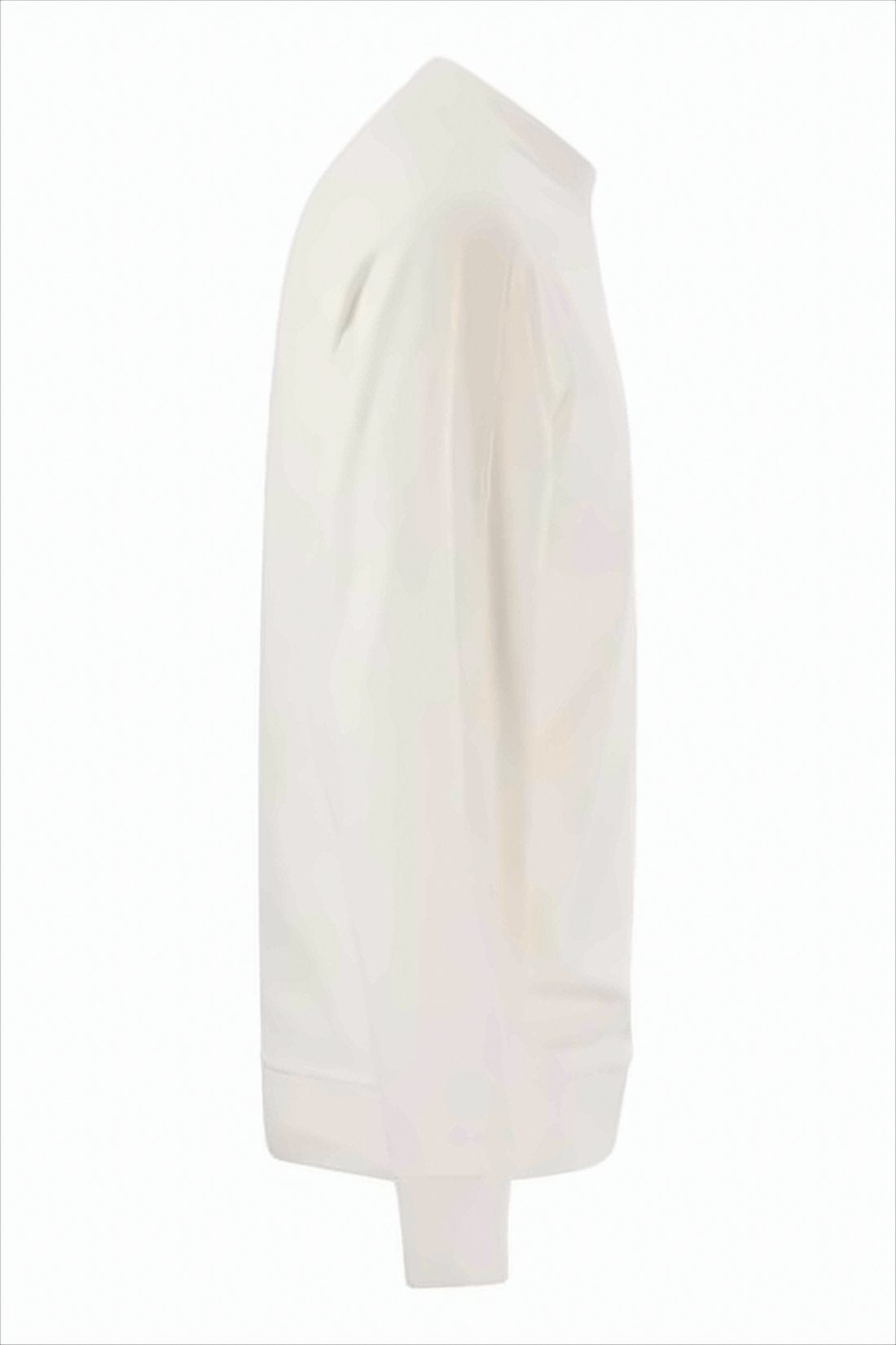 Minimalist High Neck White Pullover with Logo Patch