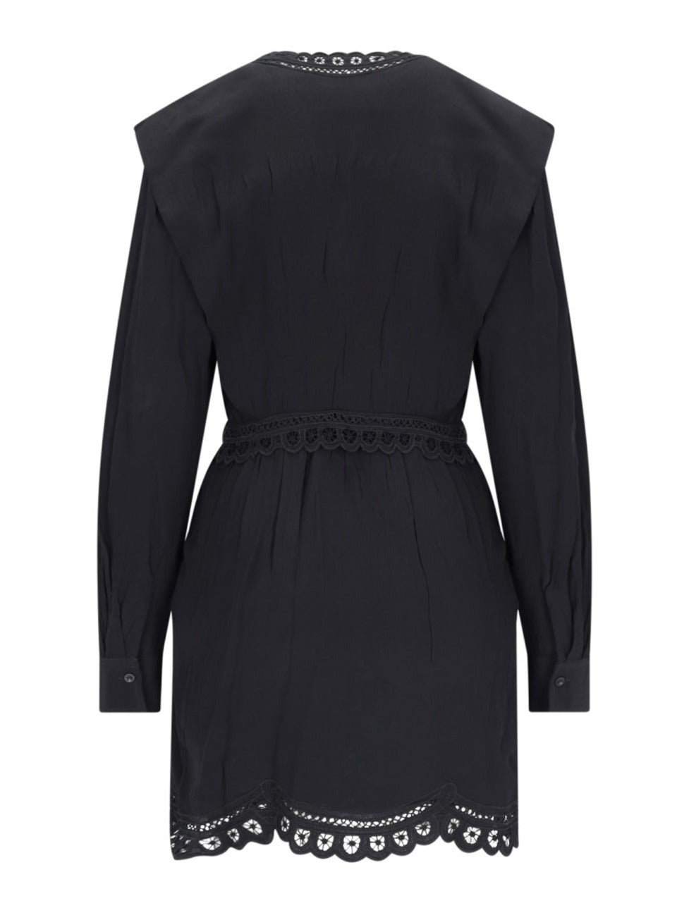Lace Mini Dress In Black Viscose Crepe
