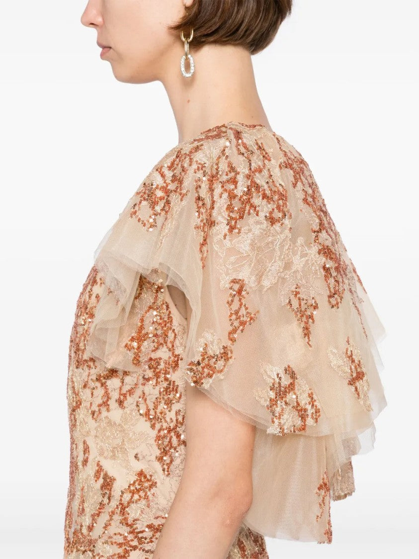 Embroidered One-Shoulder Dress