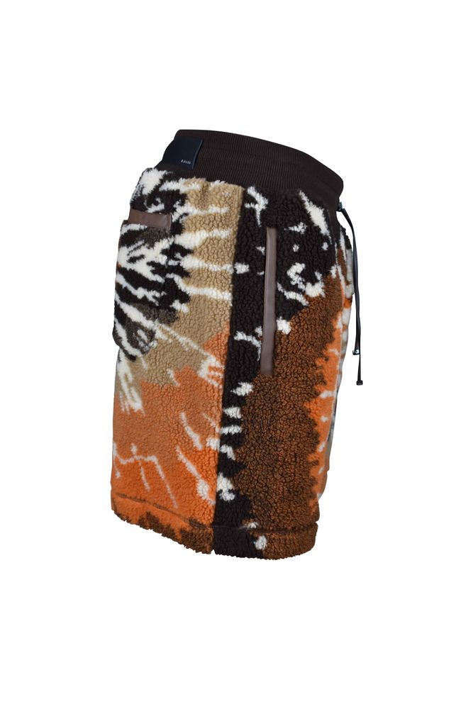 Szorty z polaru z efektem tie-dye i sznurkiem w pasie