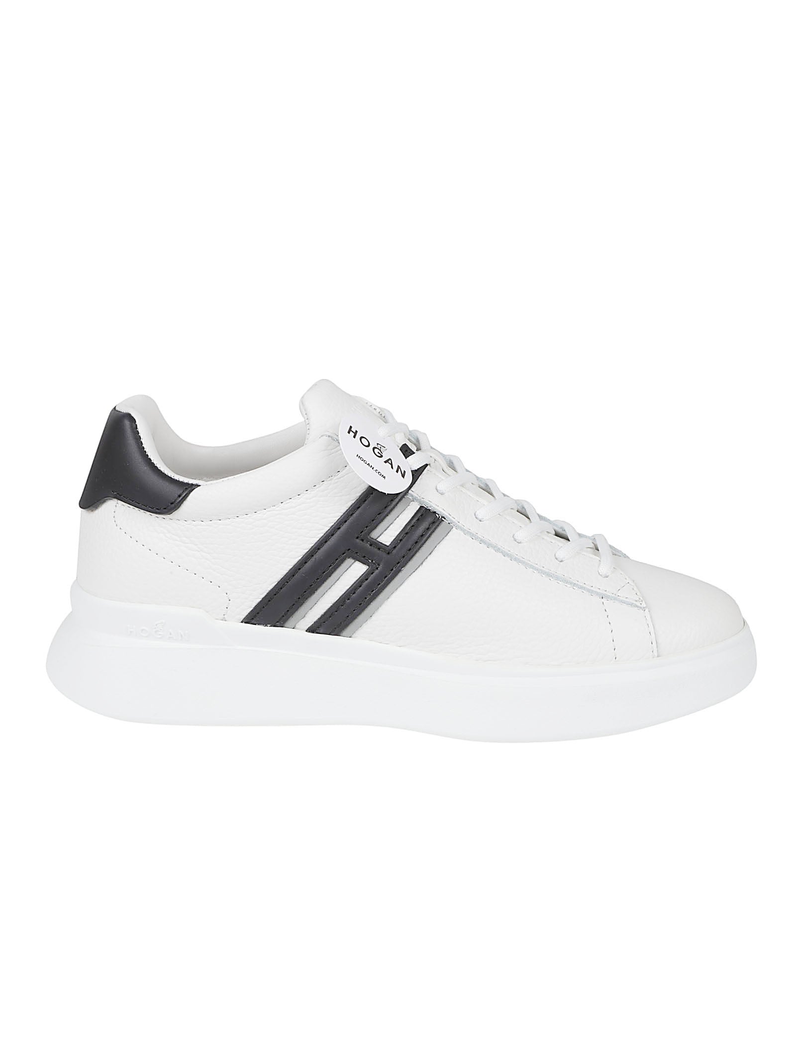 Calfskin White Sneakers with Black Accents
