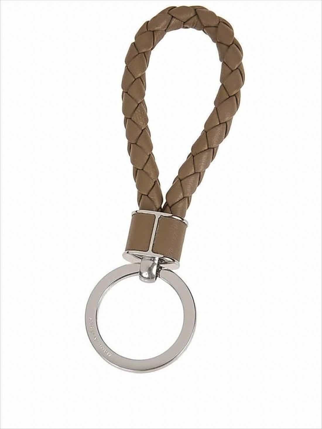Braided Lambskin Leather Keyring With Polished Metal Ring