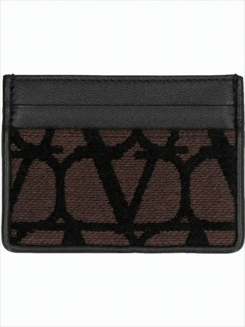 Textured Fabric and Leather Card Wallet