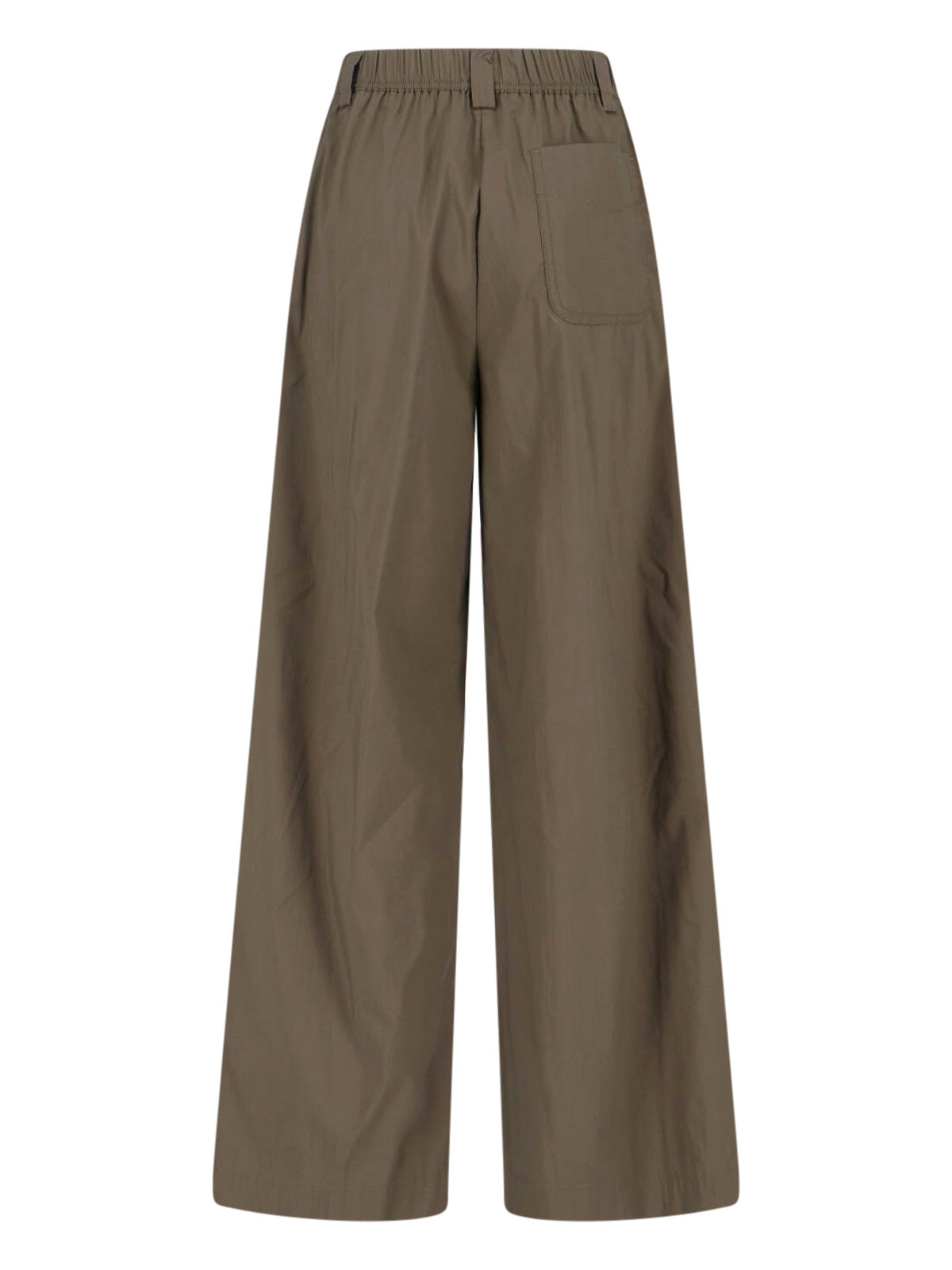 Wide Cotton Blend Trousers – Green