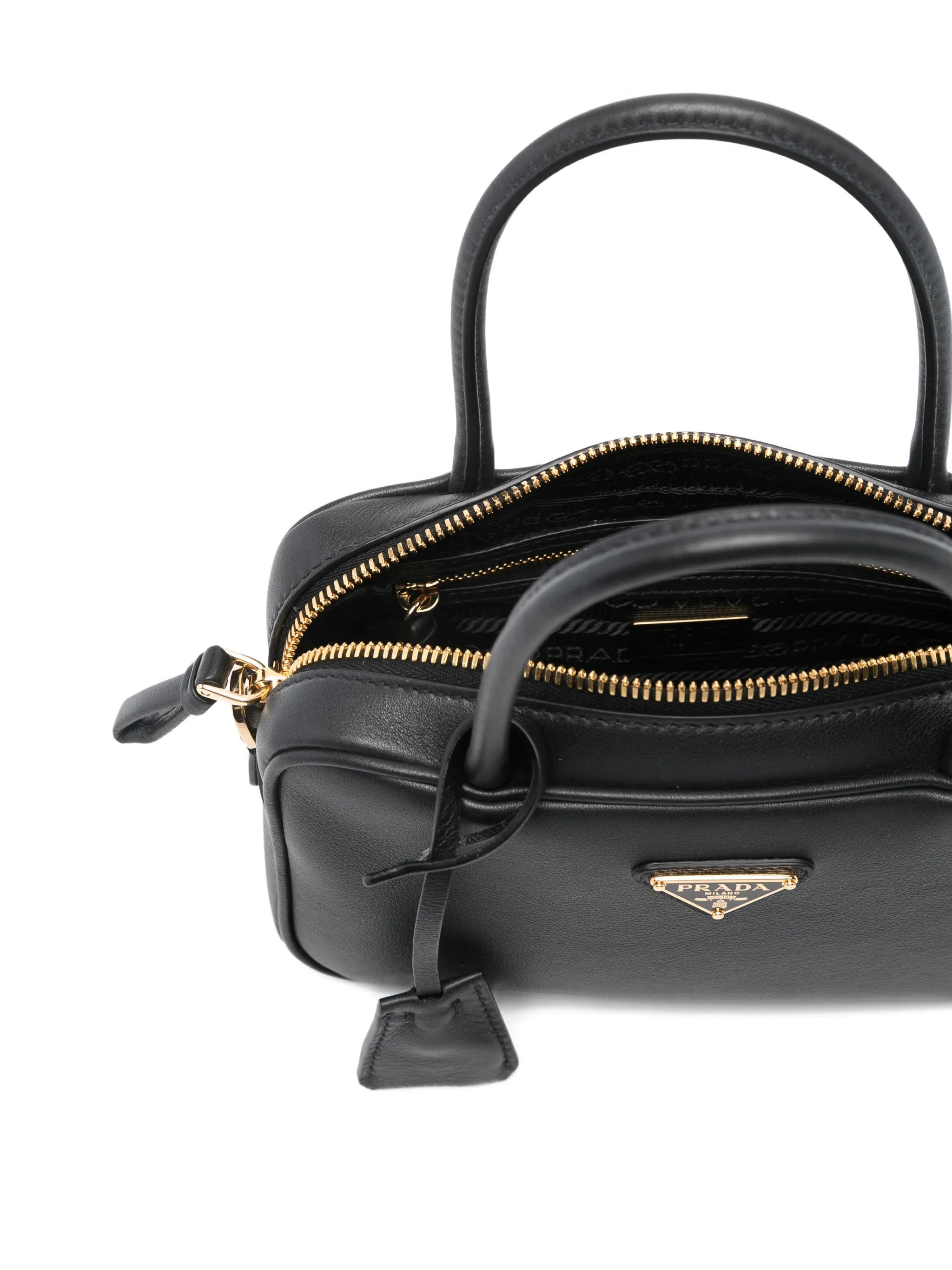 Black Bauletto Smooth Leather Handbag