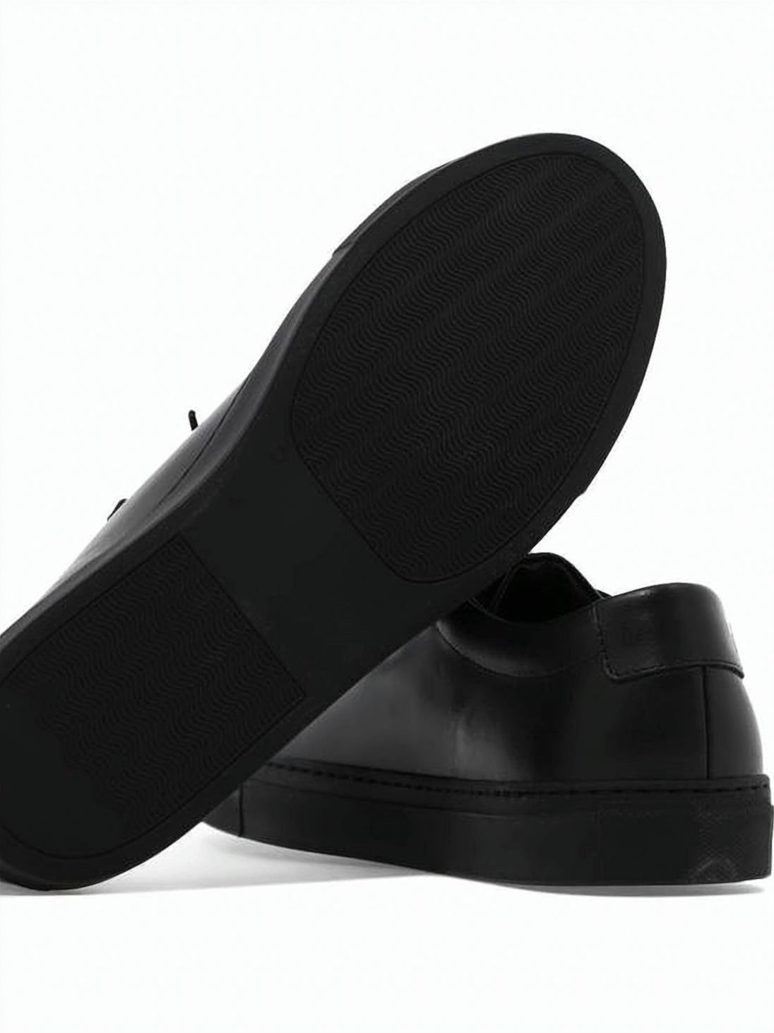 Black Cowhide Leather Monochromatic Achilles Sneakers