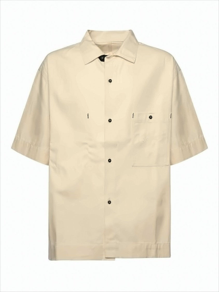 Boxy Fit Short-Sleeve Shirt With Classic Collar And Chest Pocket