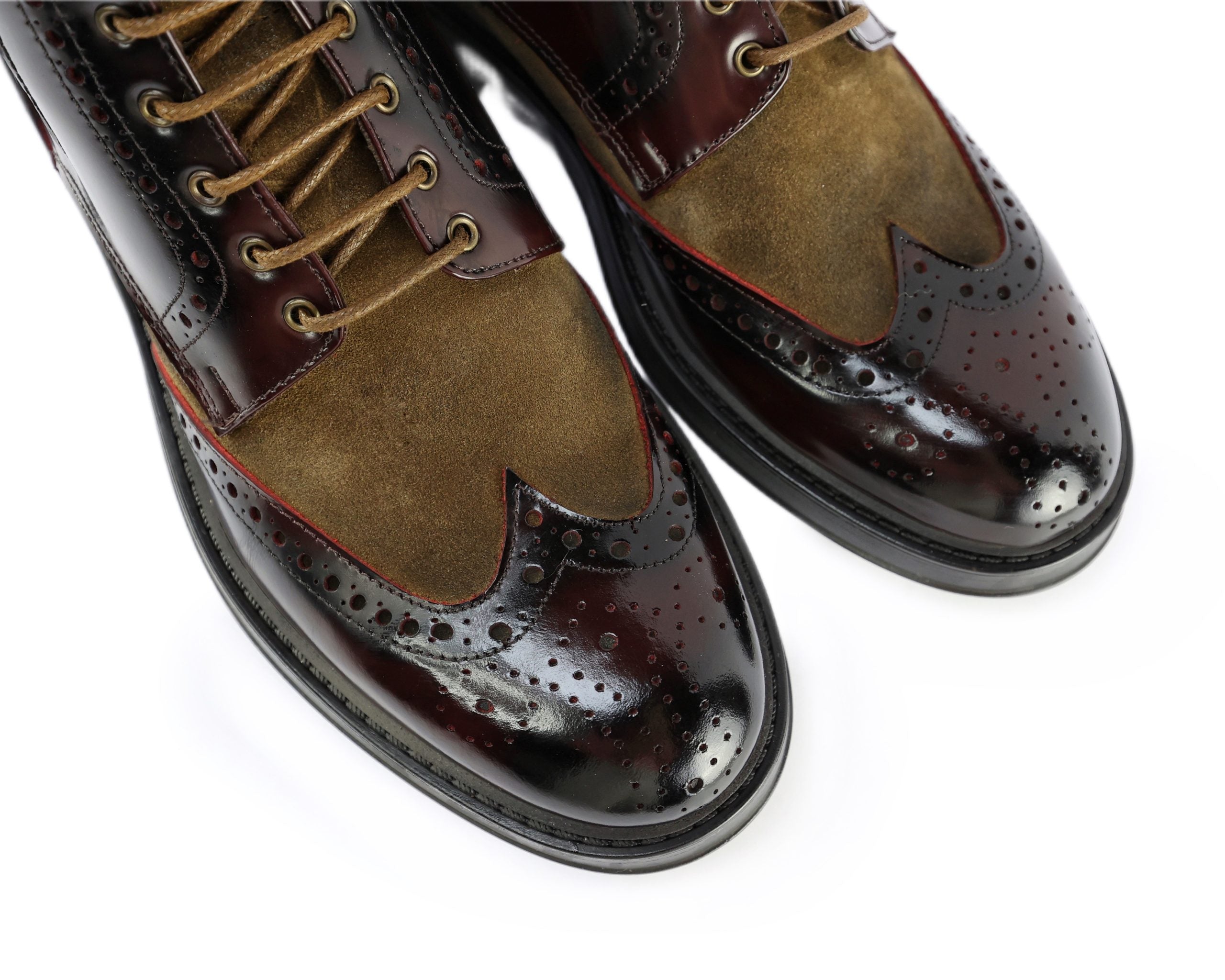 Brogue Lace-Up Ankle Boots with Textured Detailing