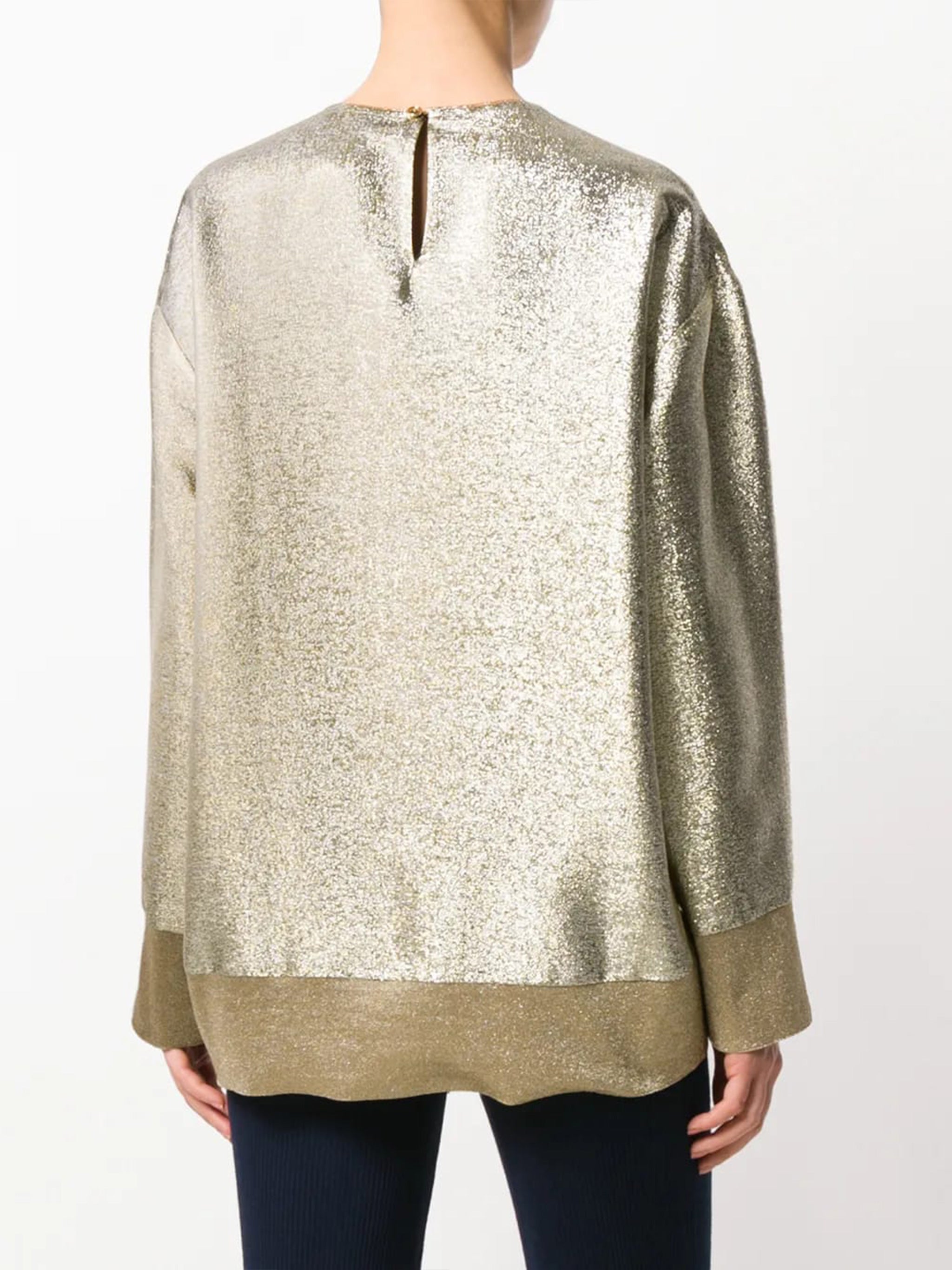 Gold Boxy Metallic Metallic Sweater