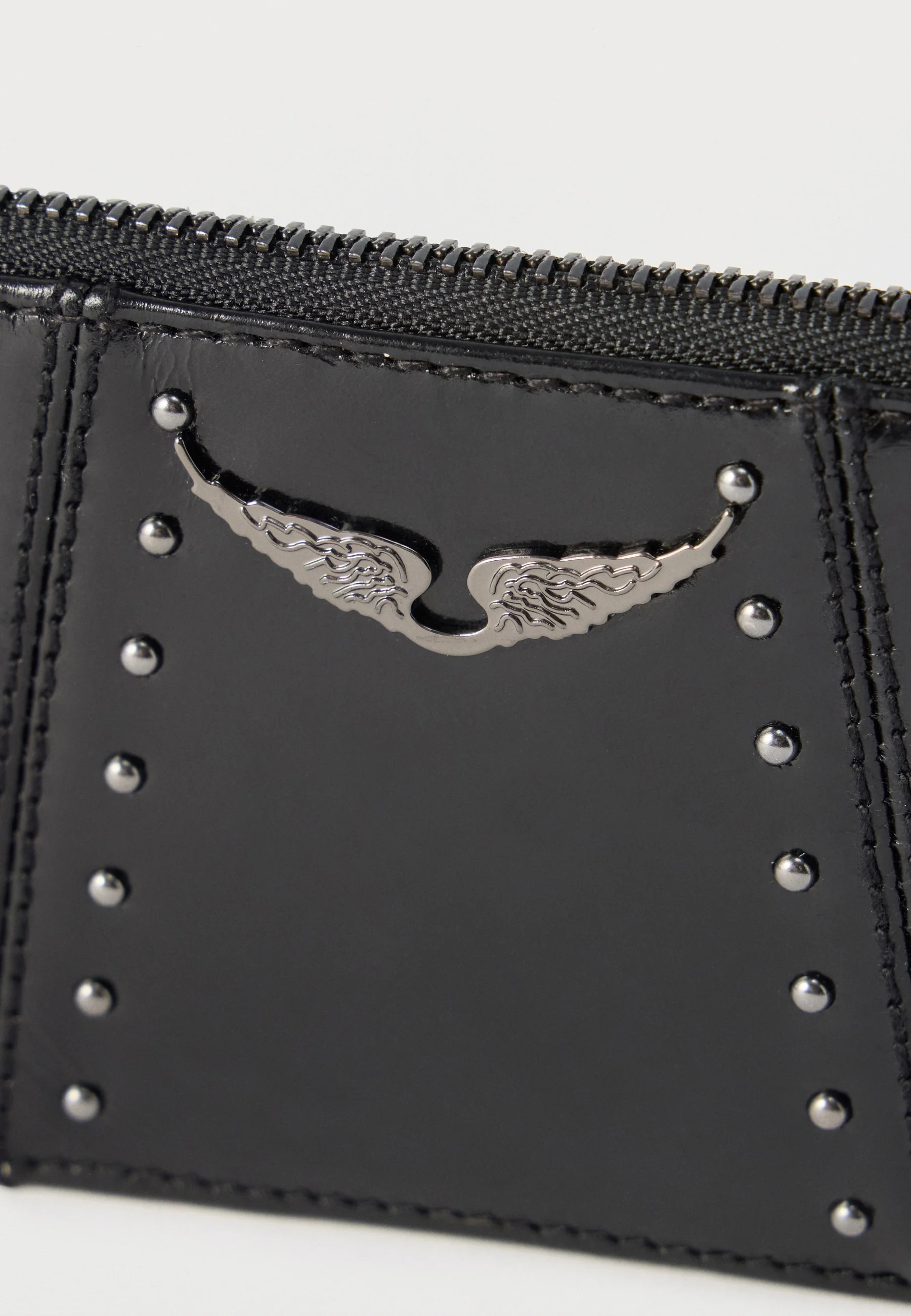 Rectangular Black Wallet with Silver Stud Detailing