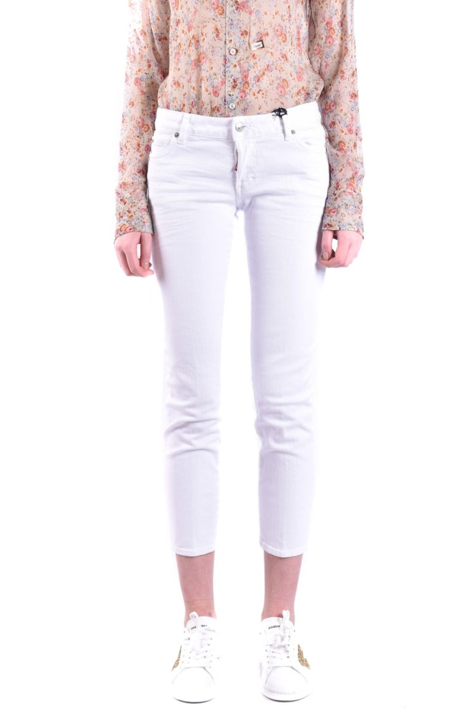 Slim-Fit Cropped White Jeans