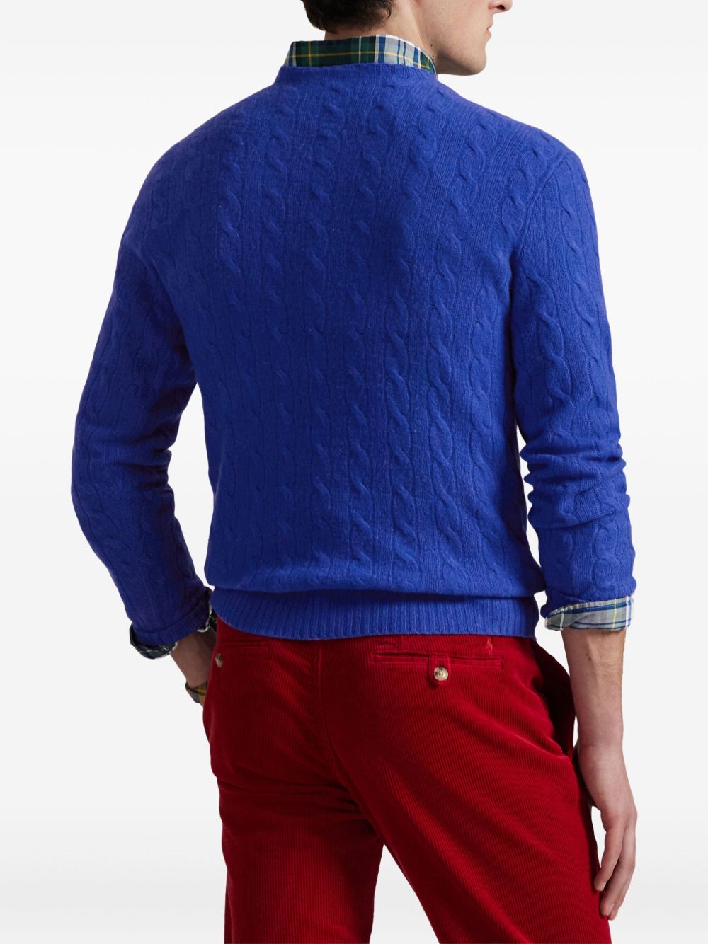 Cable-Knit Wool-Cashmere Crewneck Sweater With Iconic Embroidery
