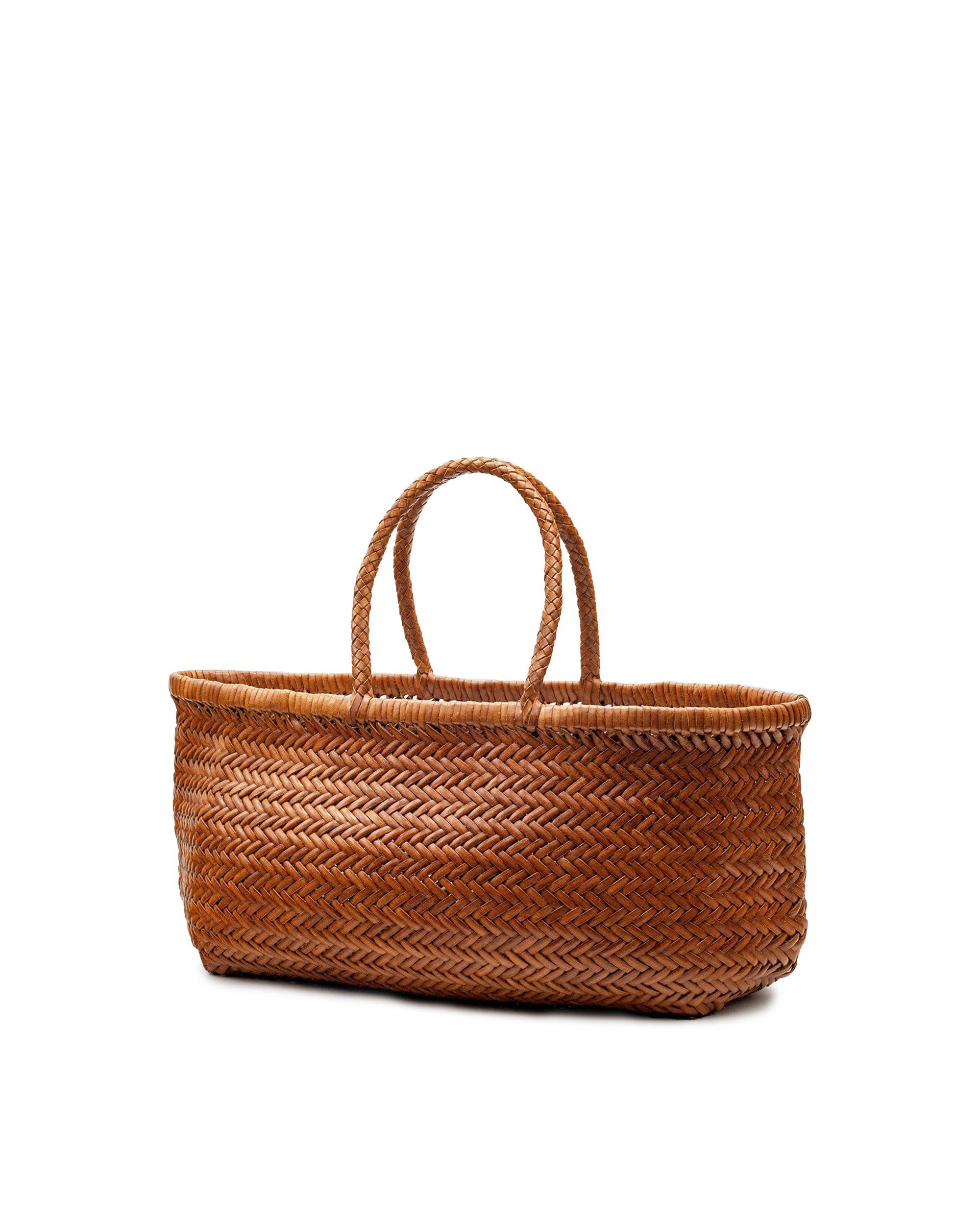 Large Handwoven Basket Tote in Buffalo Calf Leather