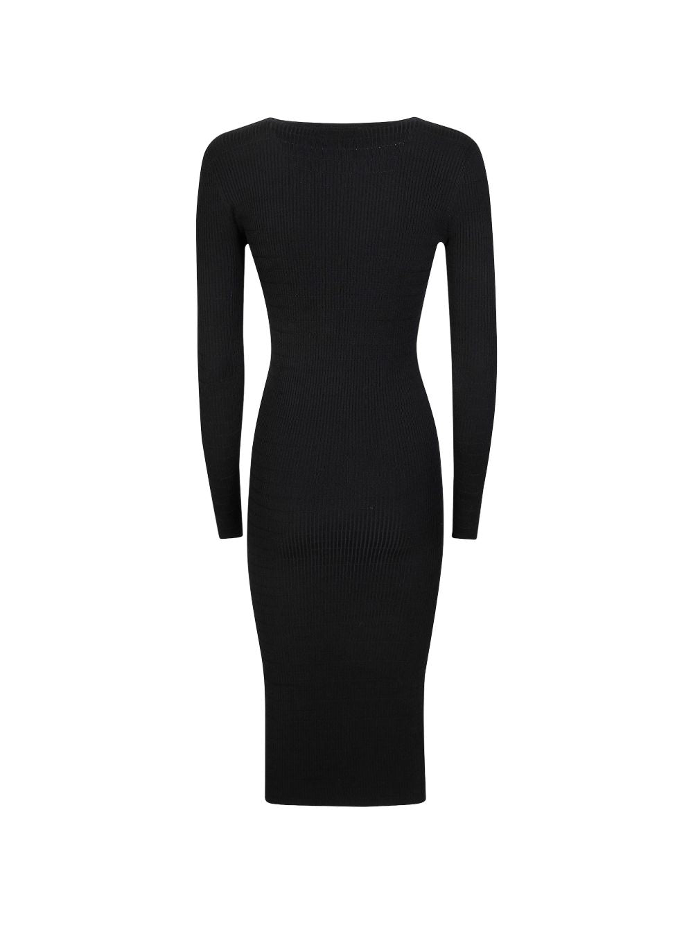 Fitted Black Ribbed Midi Dress