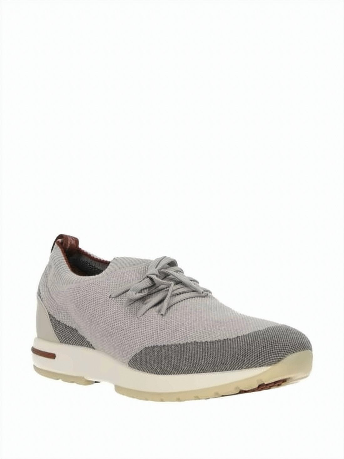 Knitted Low-Profile Sneakers with Leather Detail