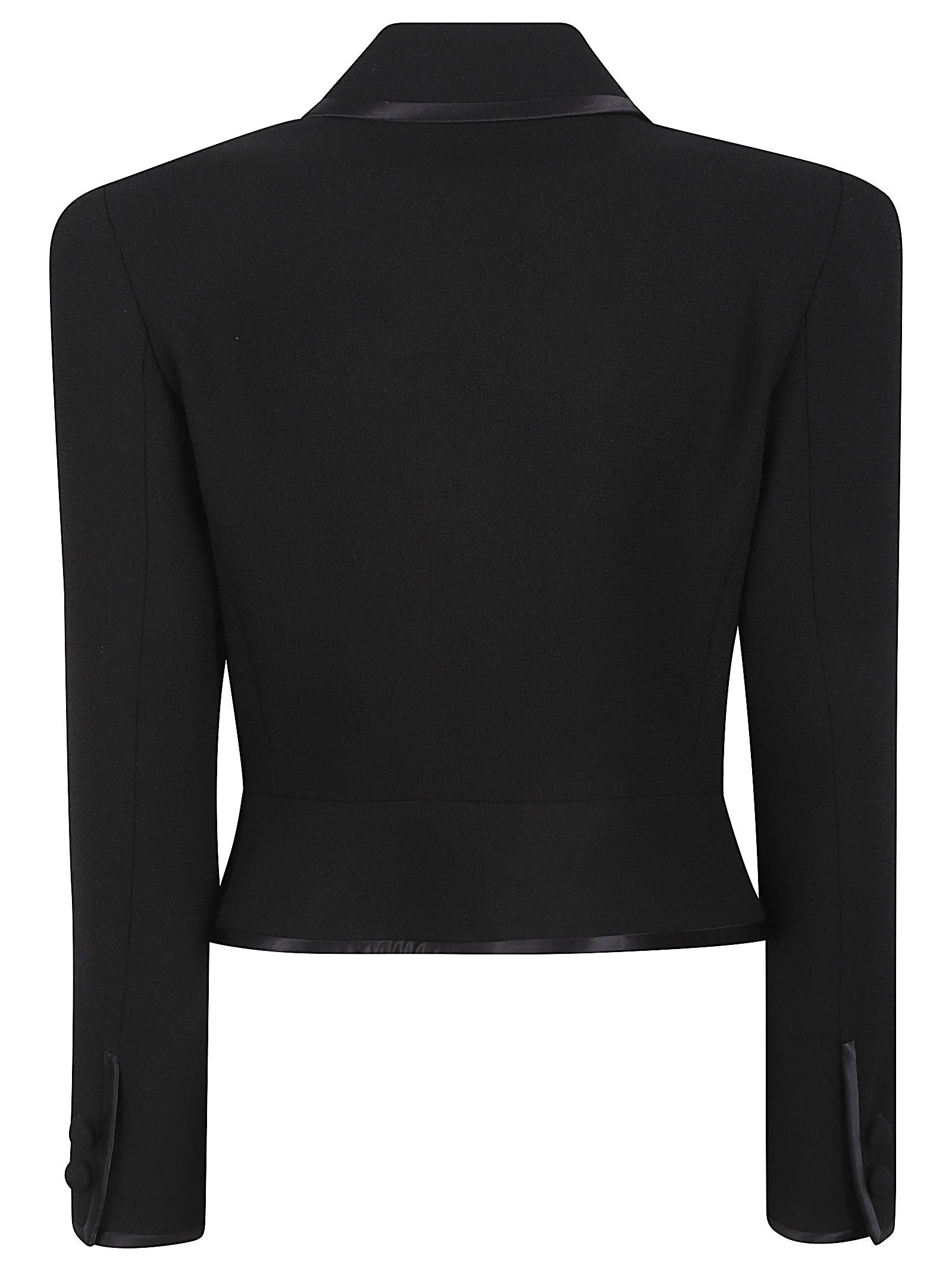 Tailored Cropped Jacket with Satin Trim