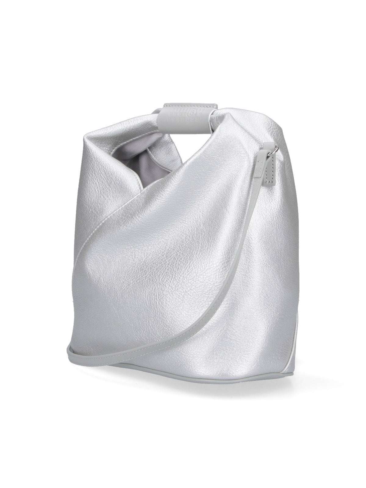 Structured Silver Handbag With Minimalist Aesthetic