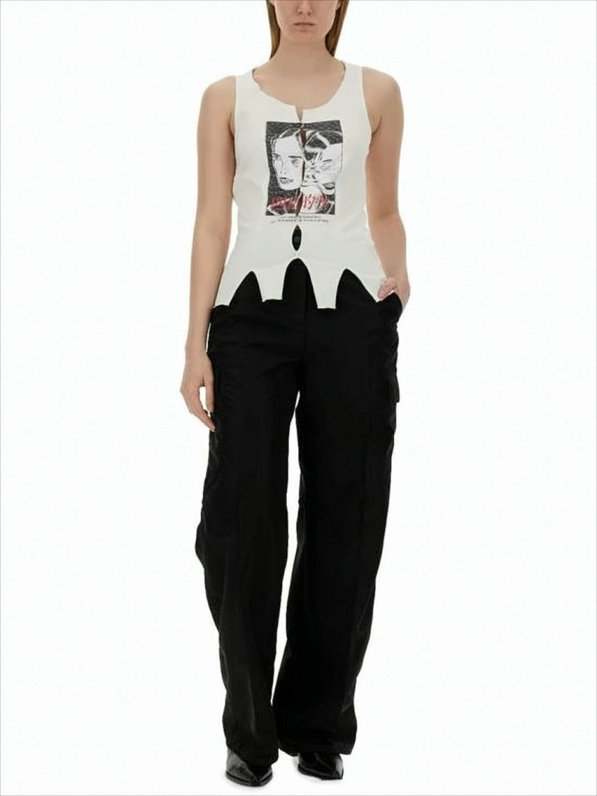 High Waist Straight-Leg Pants with Seam Detailing