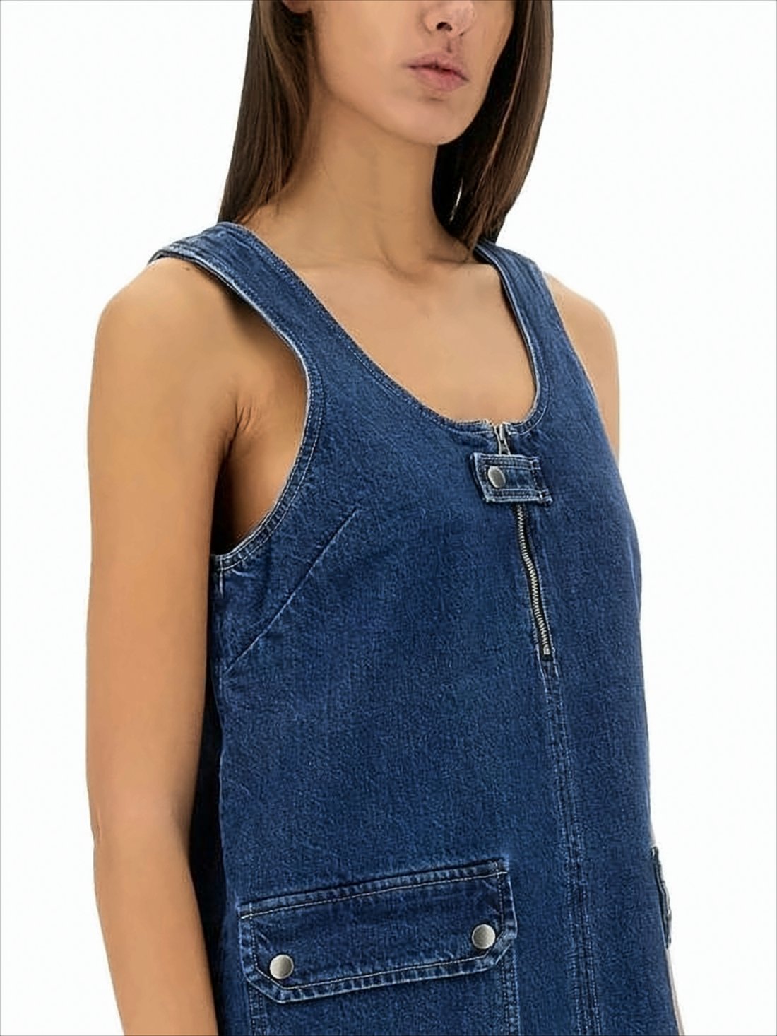 Structured Sleeveless Denim Dress