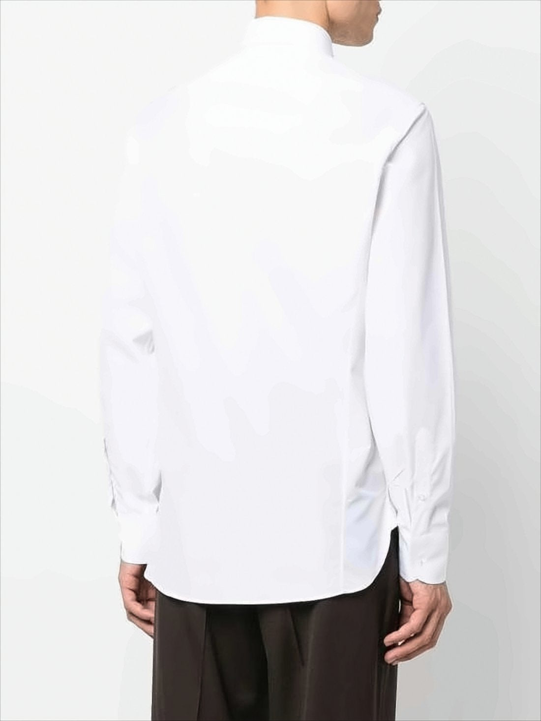 Tailored White Cotton Long-Sleeve Shirt