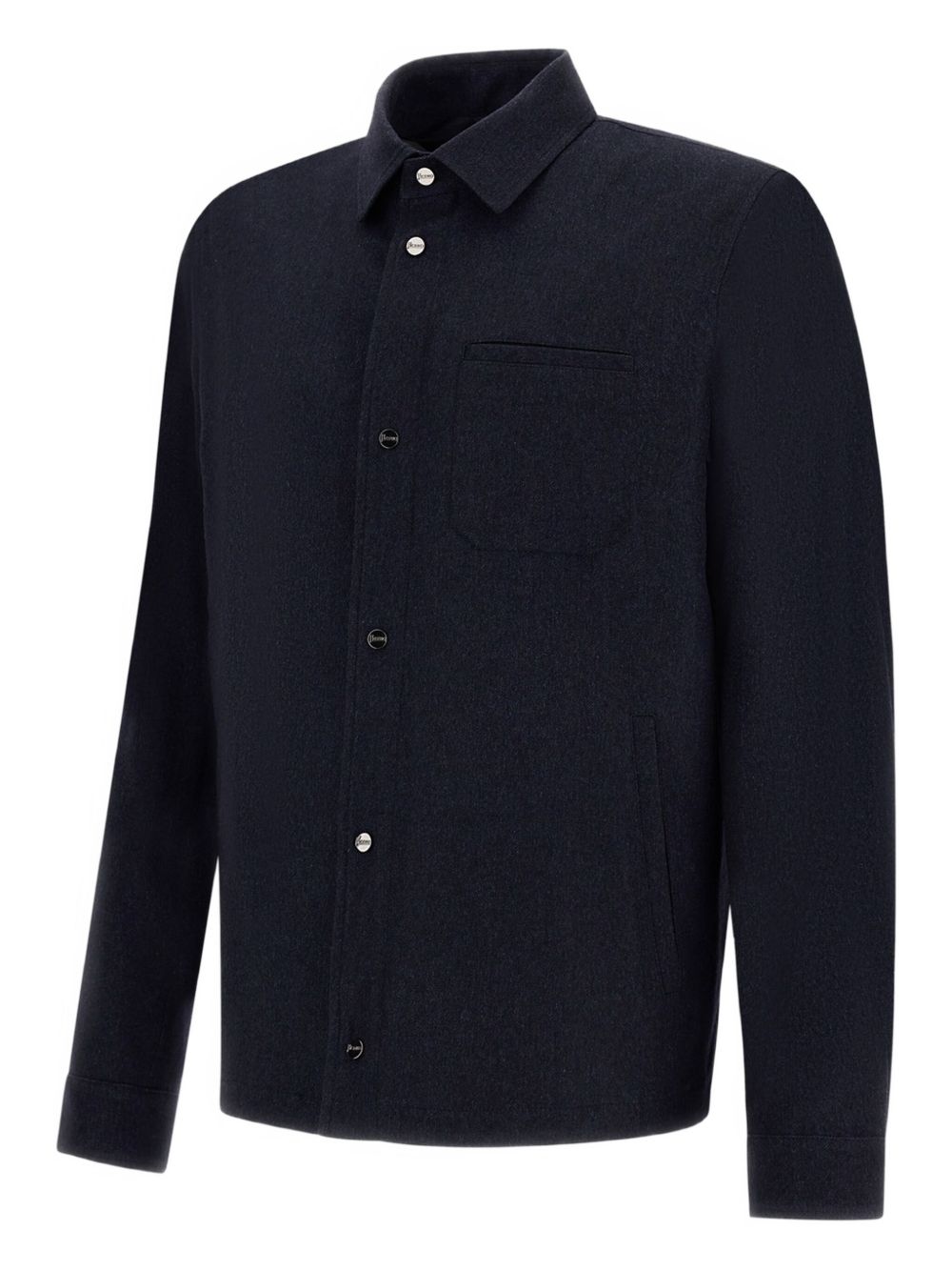 Navy Cashmere-Silk Shirt Jacket