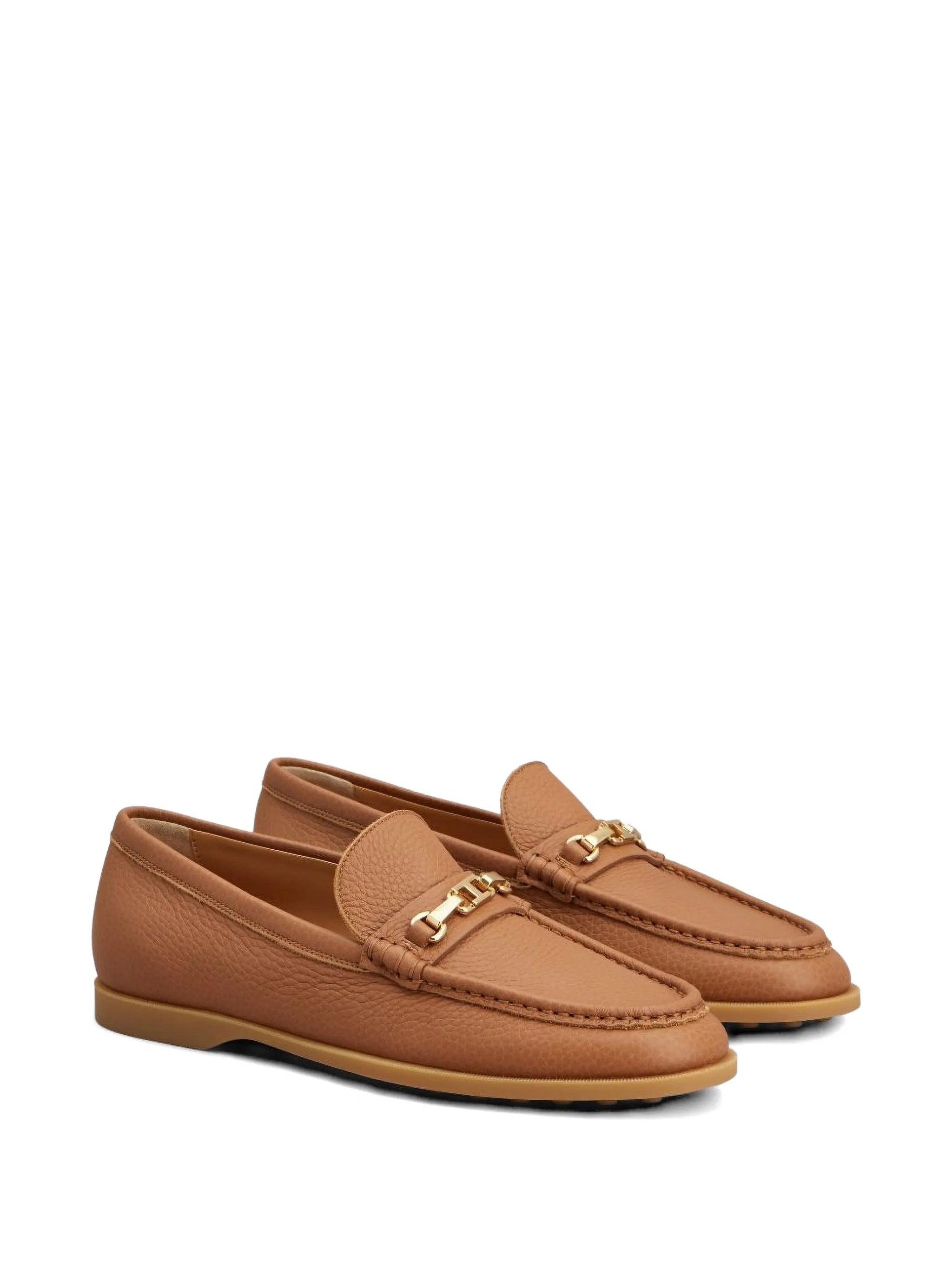 Calzature Textured Leather Bit Detail Loafers